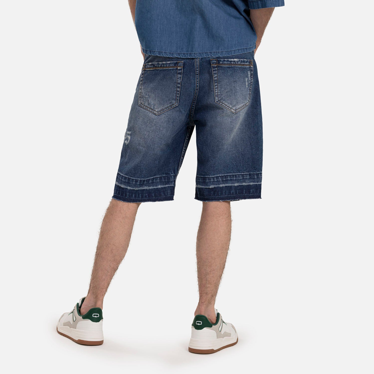 BERMUDA 5 BOLSILLOS COLOR AZUL MEDIO