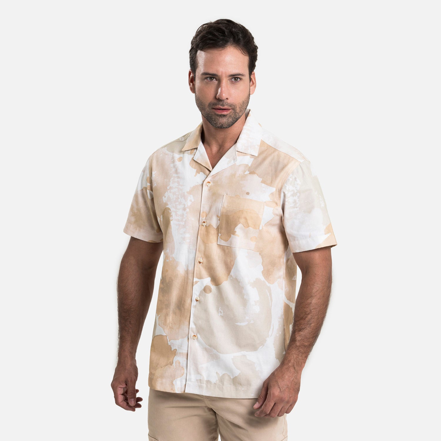 CAMISA MANGA CORTA COLOR IVORY MARFIL