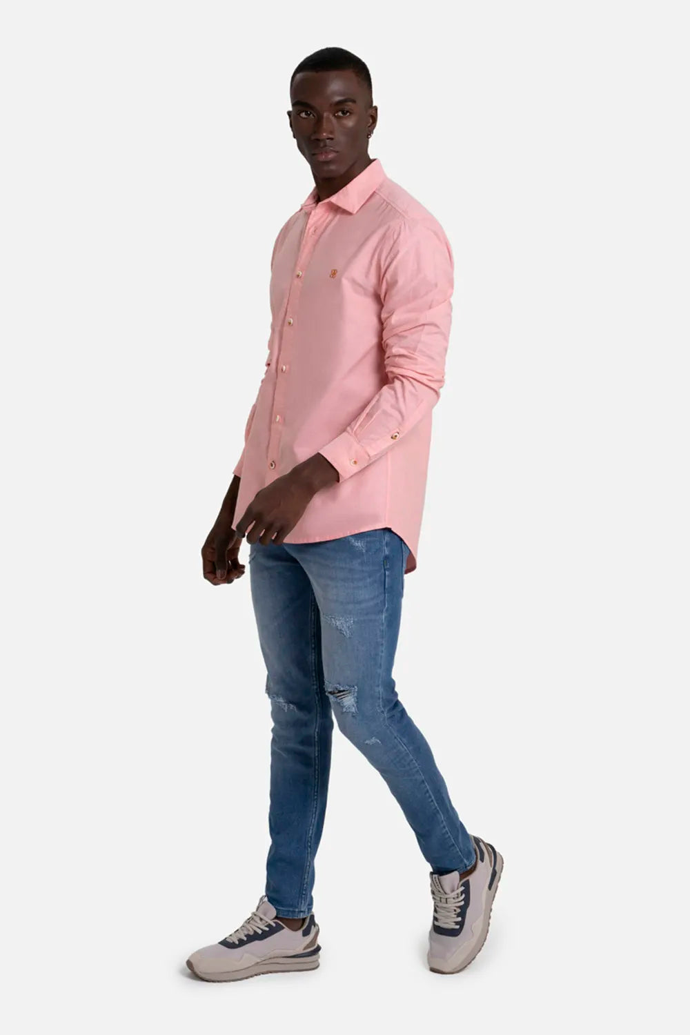 CAMISA MANGA LARGA COLOR ROSADO CLARO