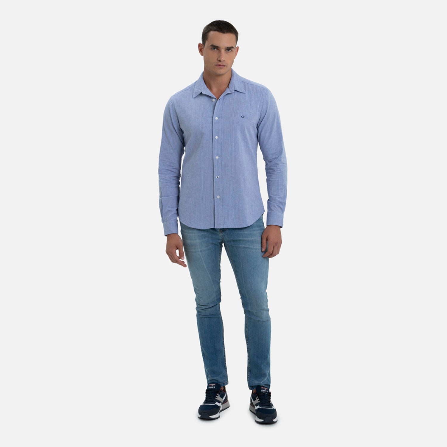 CAMISA MANGA LARGA COLOR AZUL OSCURO