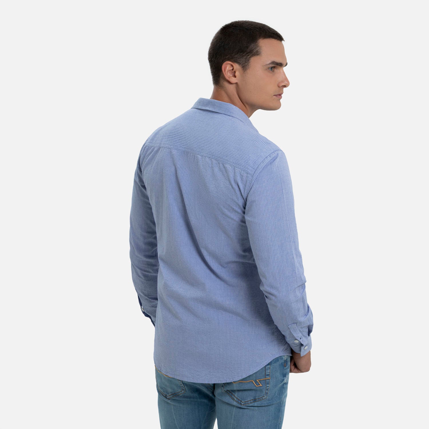 CAMISA MANGA LARGA COLOR AZUL OSCURO