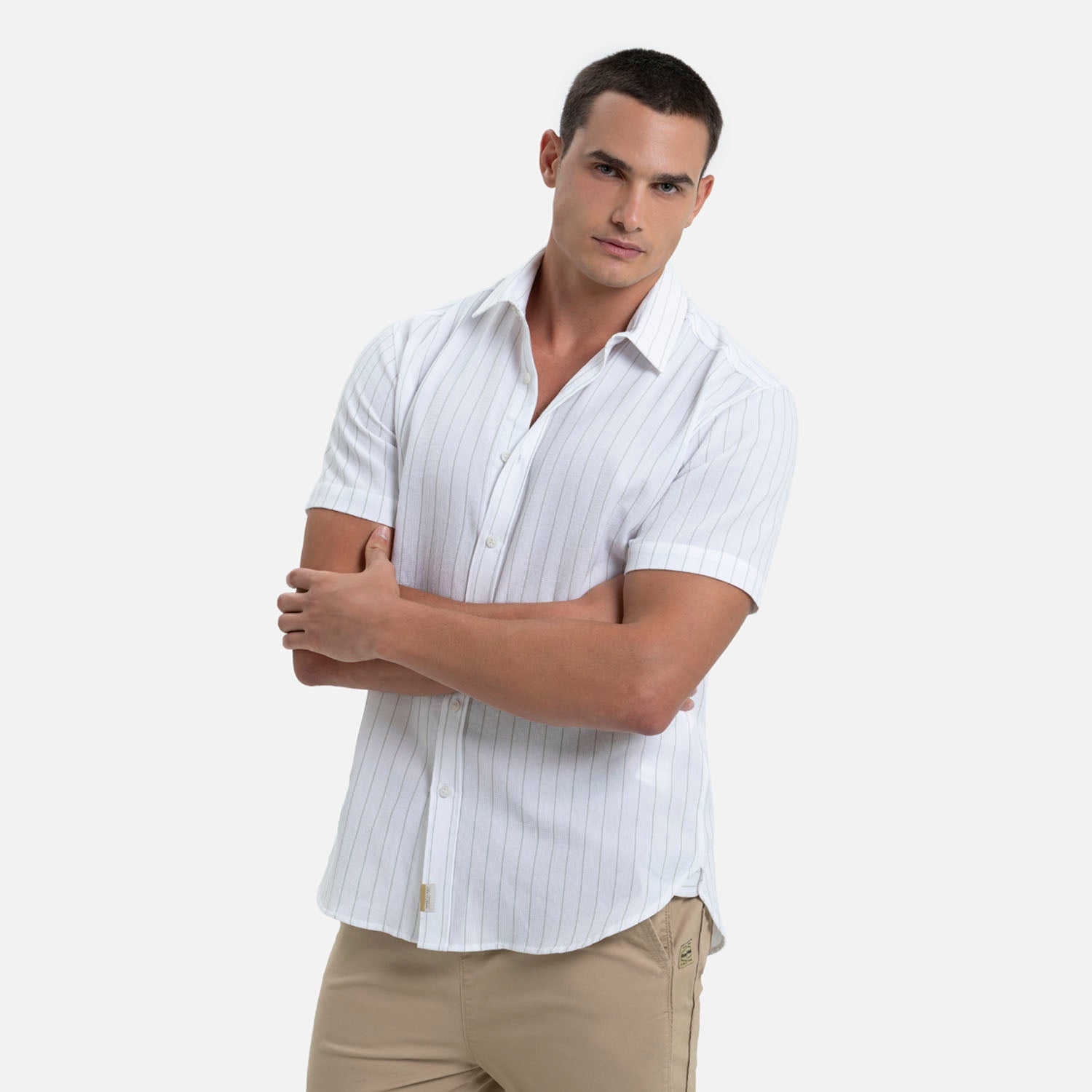 CAMISA MANGA CORTA COLOR VERDE JADE - IVORY