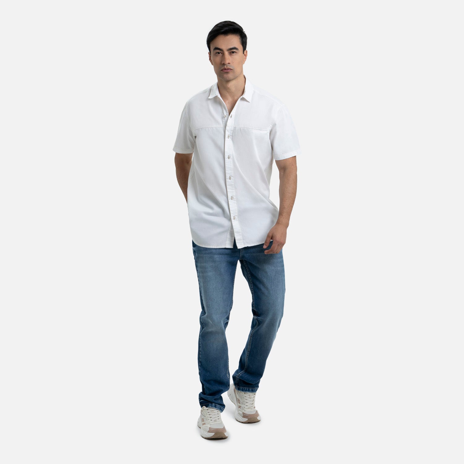 CAMISA MANGA CORTA COLOR IVORY