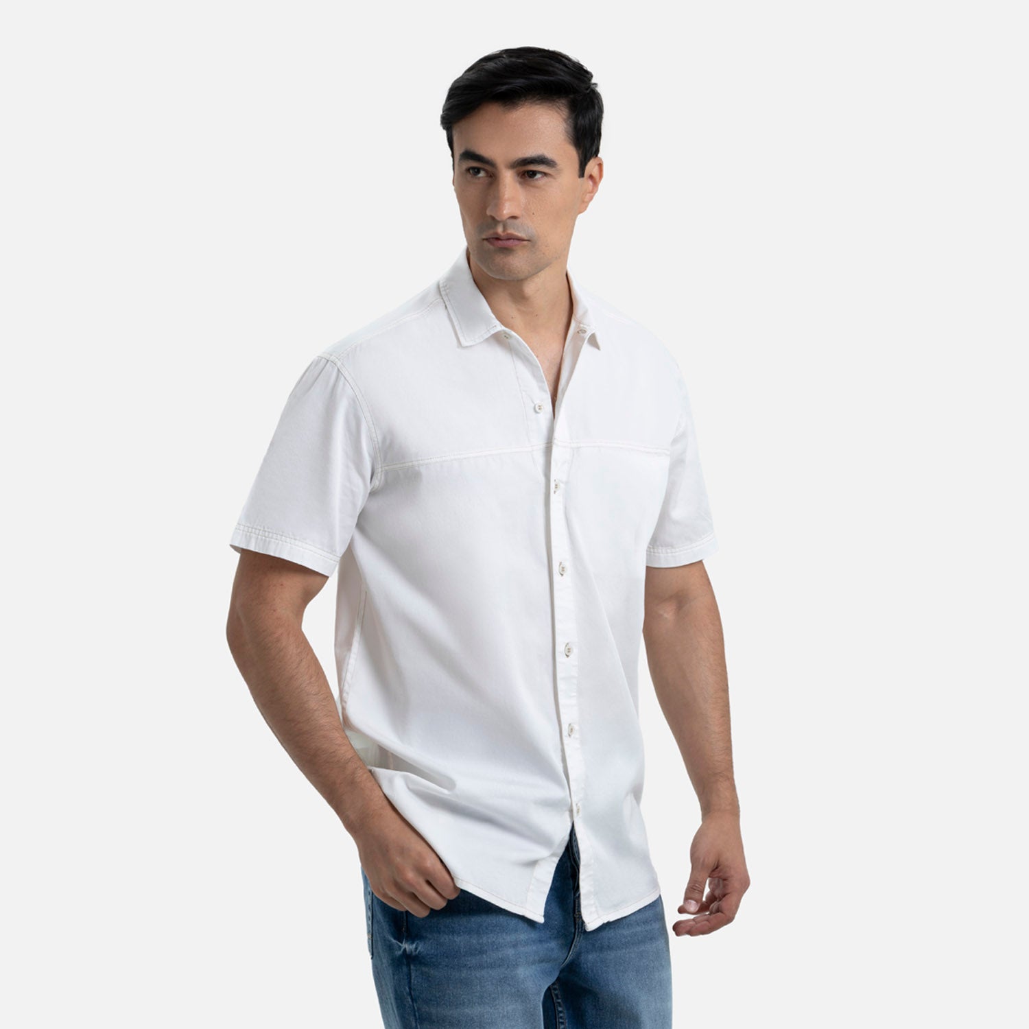 CAMISA MANGA CORTA COLOR IVORY