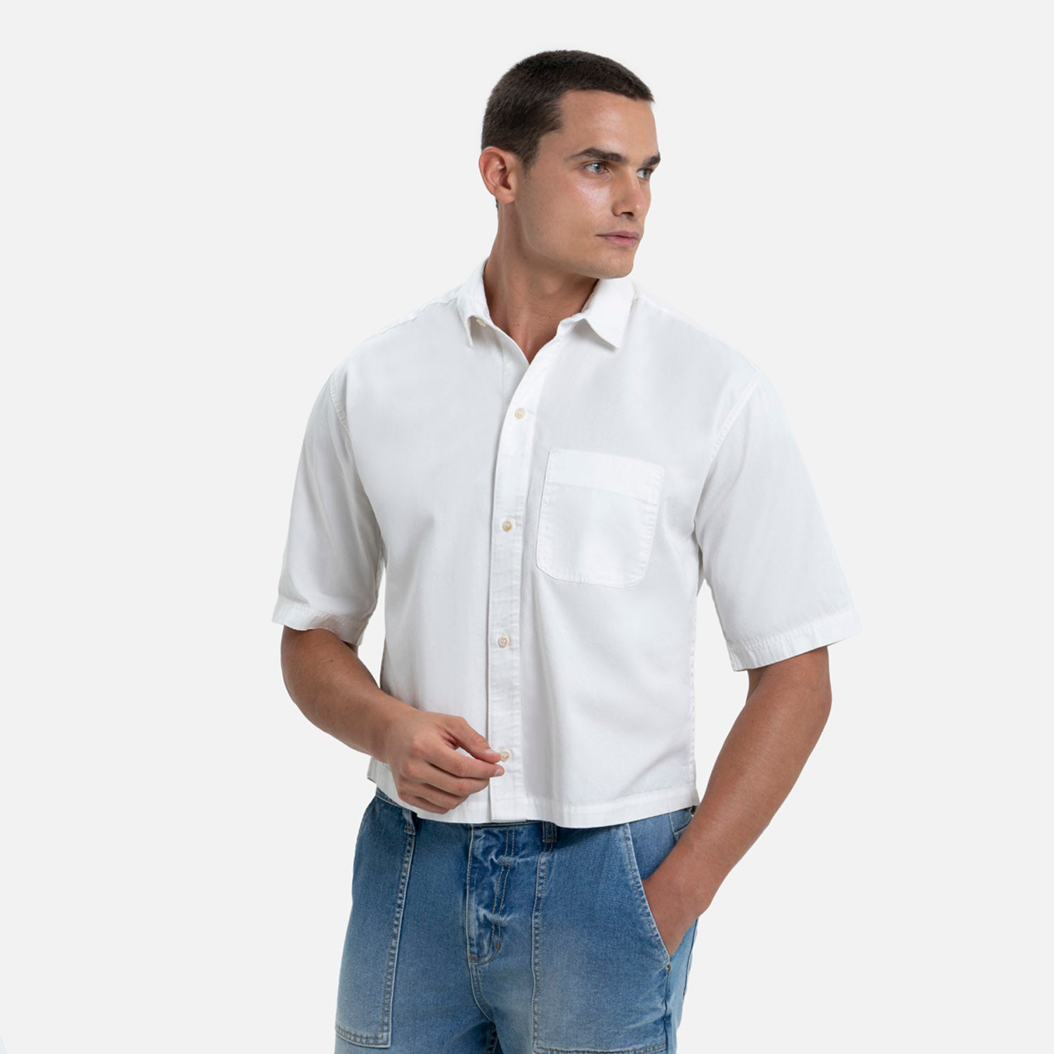 CAMISA MANGA CORTA COLOR IVORY