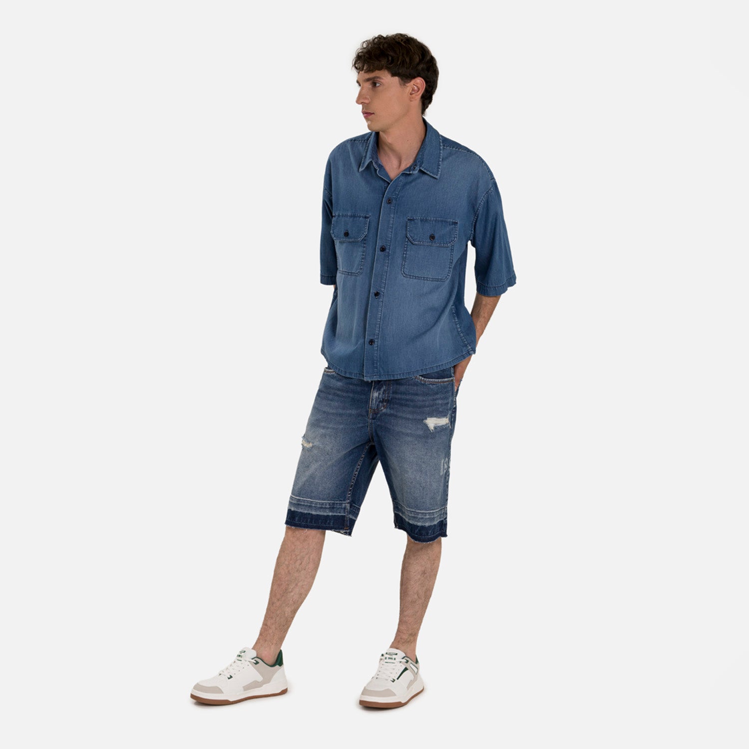 CAMISA MANGA CORTA COLOR AZUL MEDIO