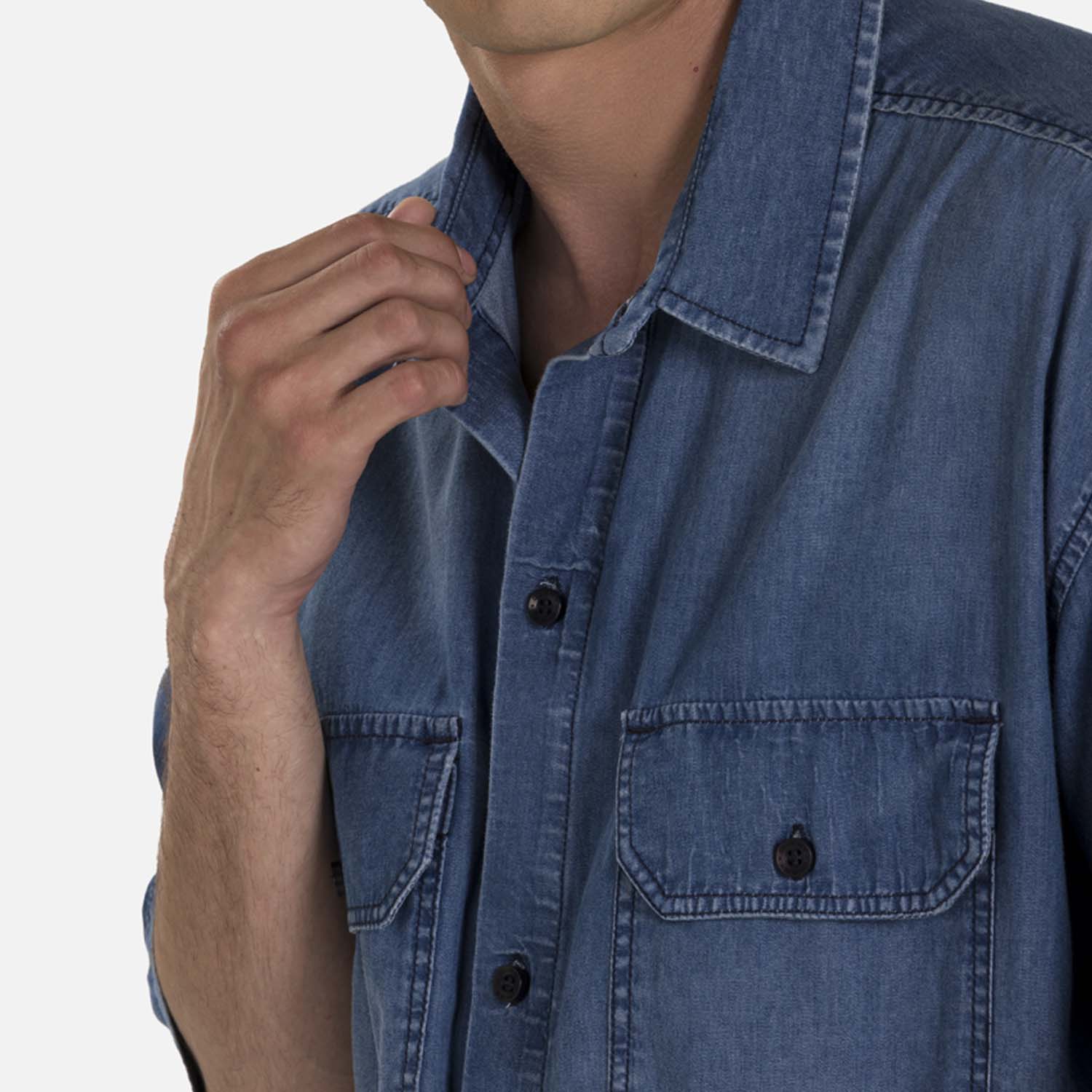 CAMISA MANGA CORTA COLOR AZUL MEDIO