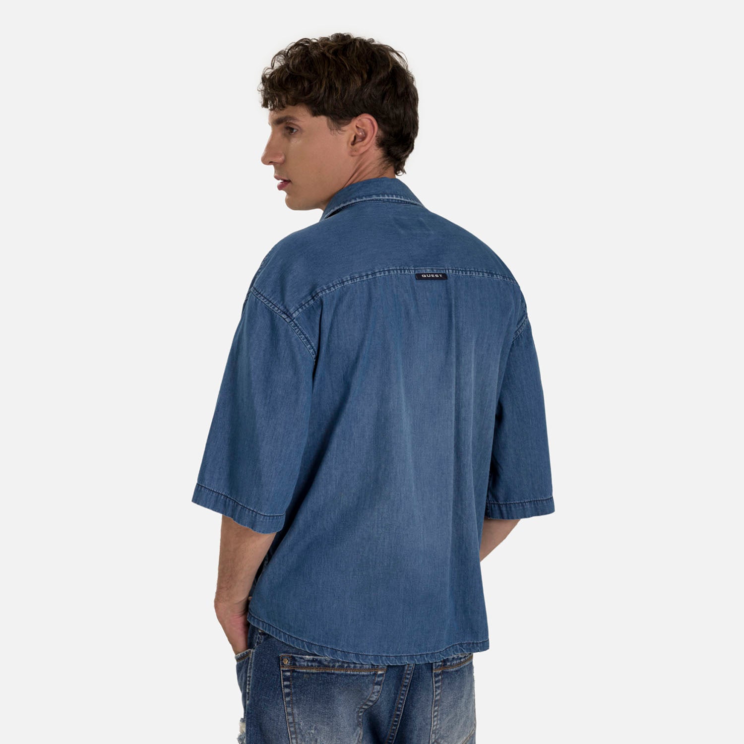 CAMISA MANGA CORTA COLOR AZUL MEDIO