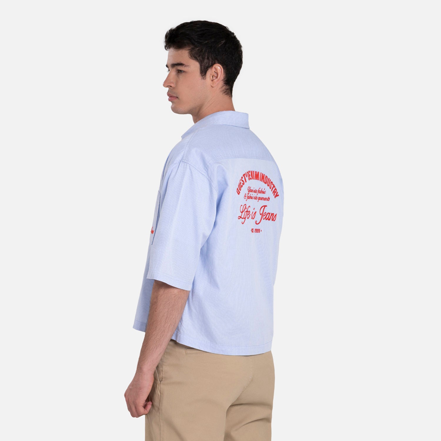 CAMISA MANGA CORTA COLOR AZUL GLACIAR