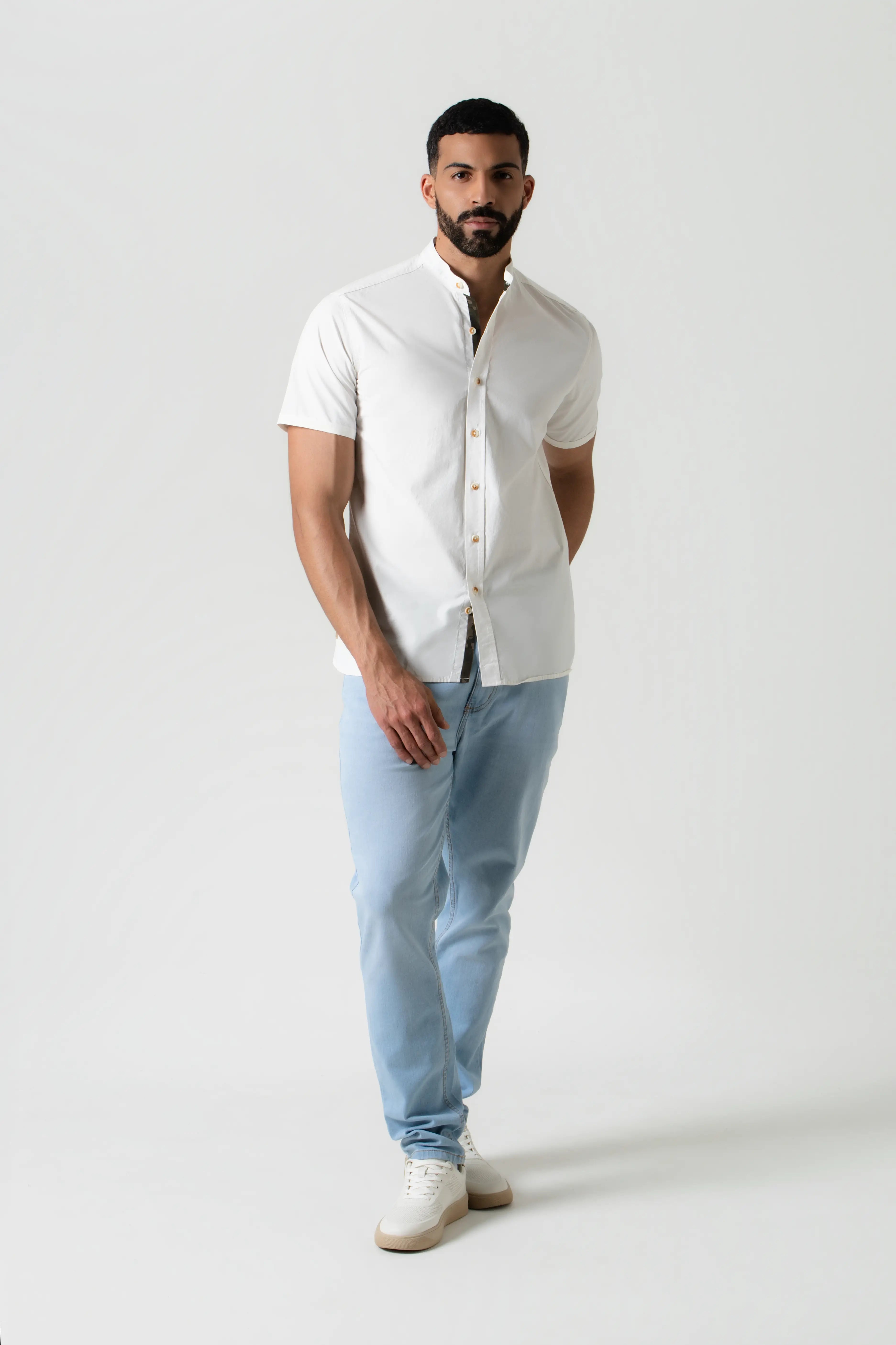 CAMISA MANGA CORTA COLOR IVORY