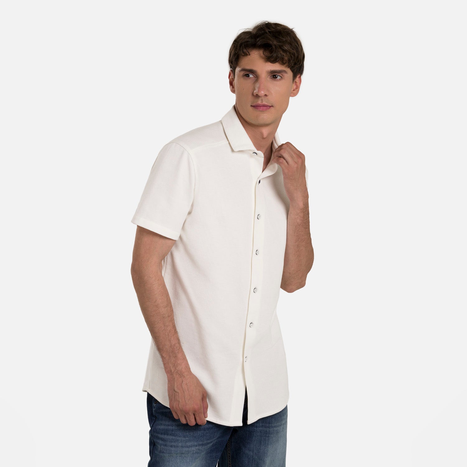 CAMISA MANGA CORTA COLOR BLANCO OPTICO