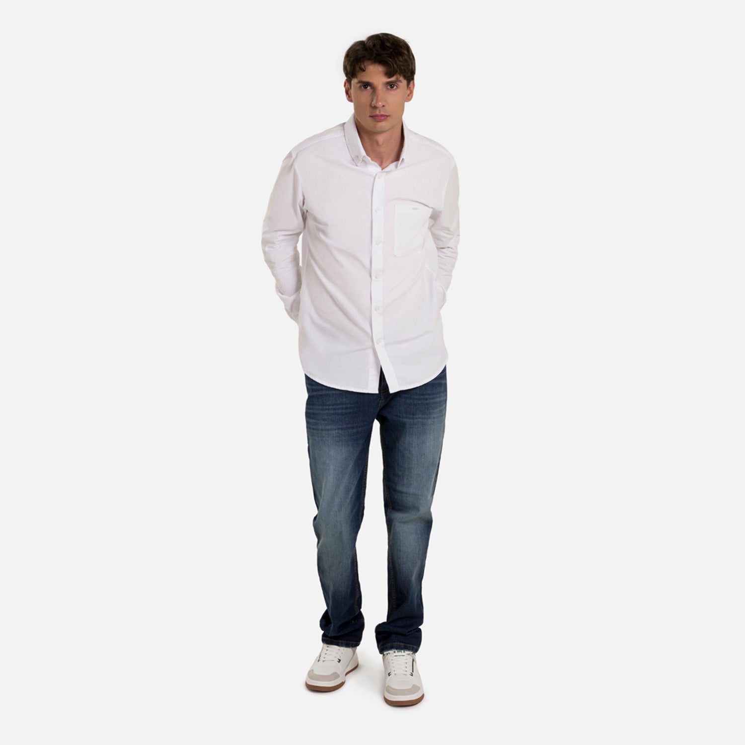 CAMISA MANGA LARGA COLOR BLANCO OPTICO