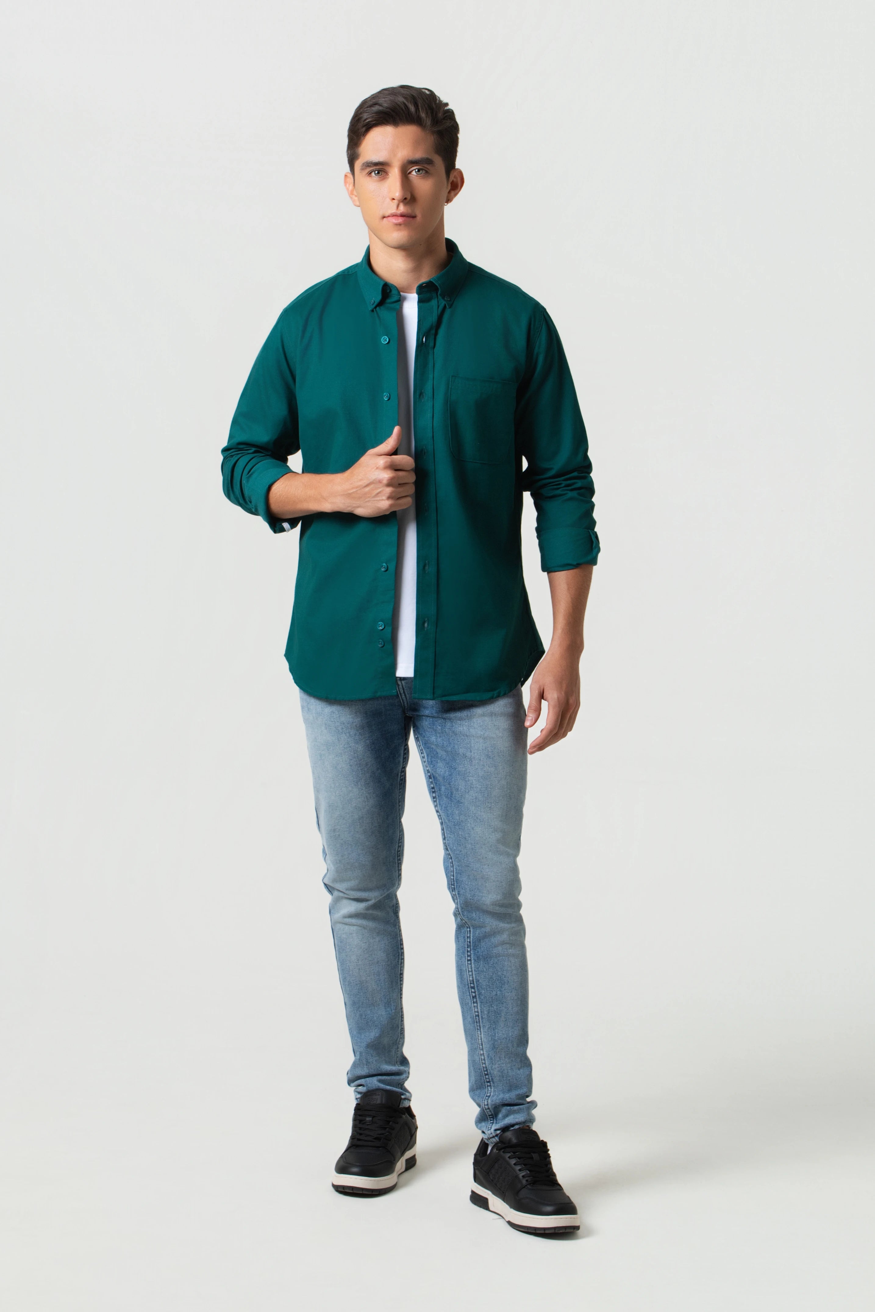 CAMISA MANGA LARGA COLOR VERDE TORMENTA