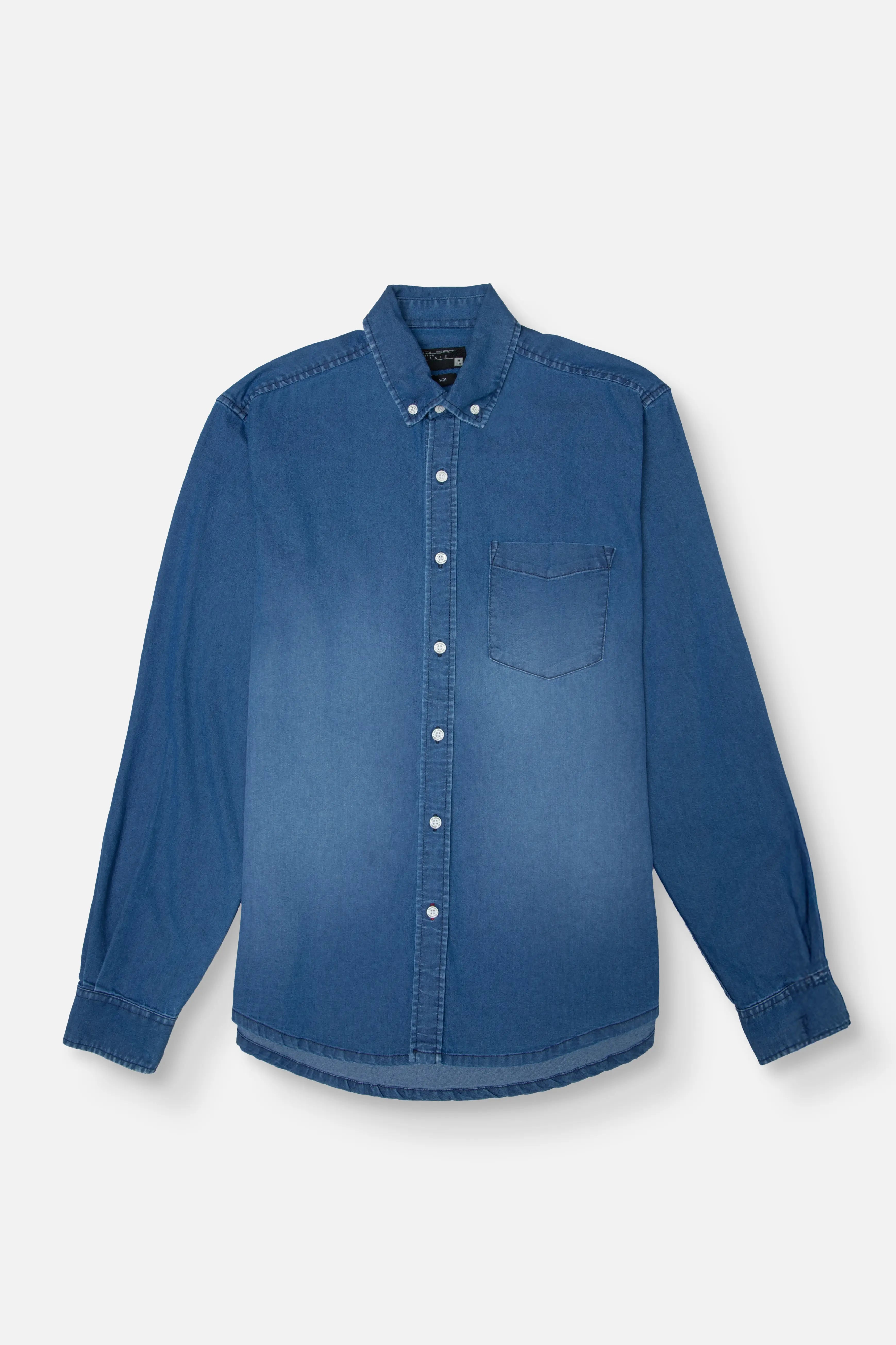 CAMISA MANGA LARGA COLOR AZUL MEDIO