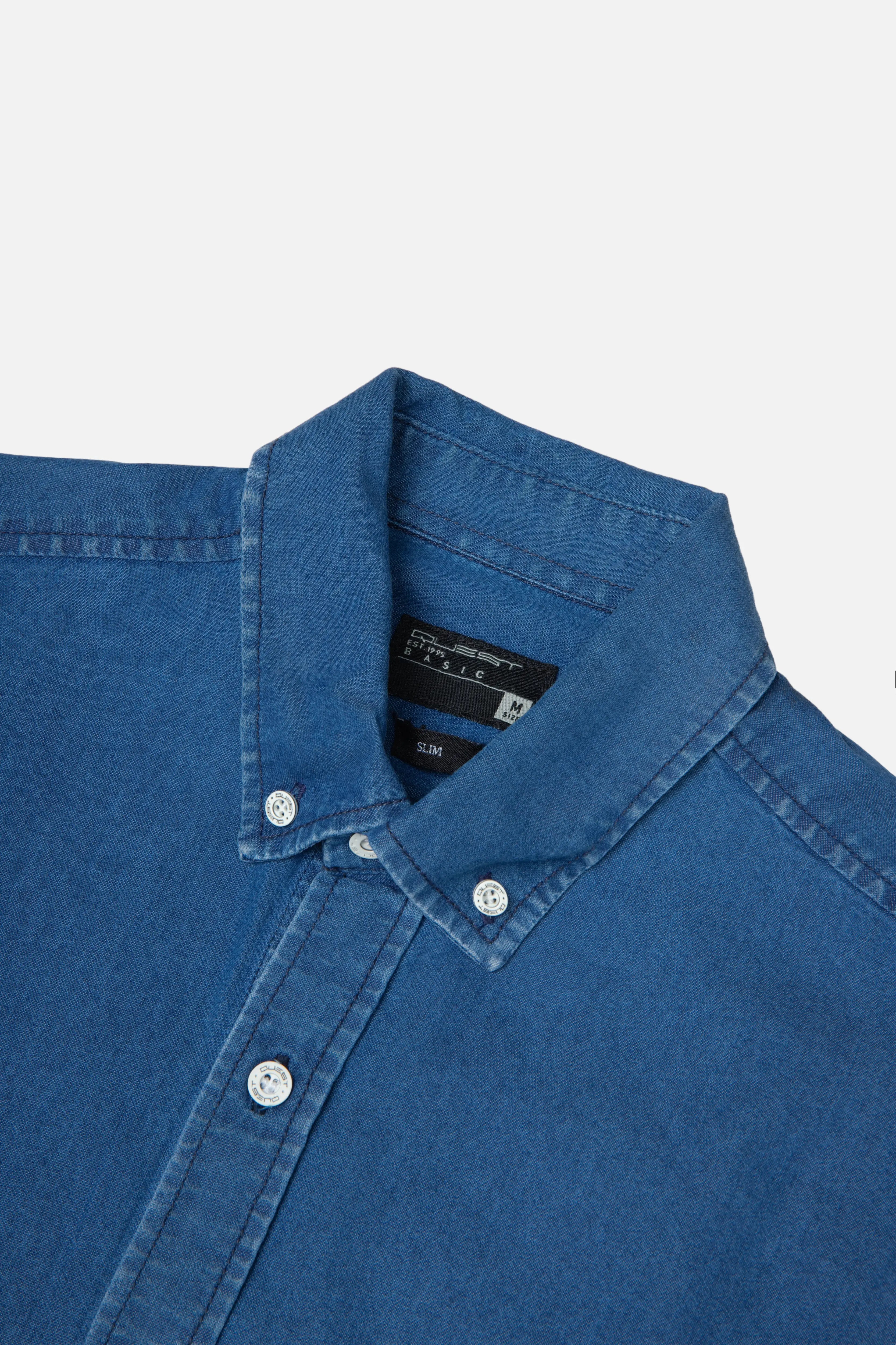CAMISA MANGA LARGA COLOR AZUL MEDIO