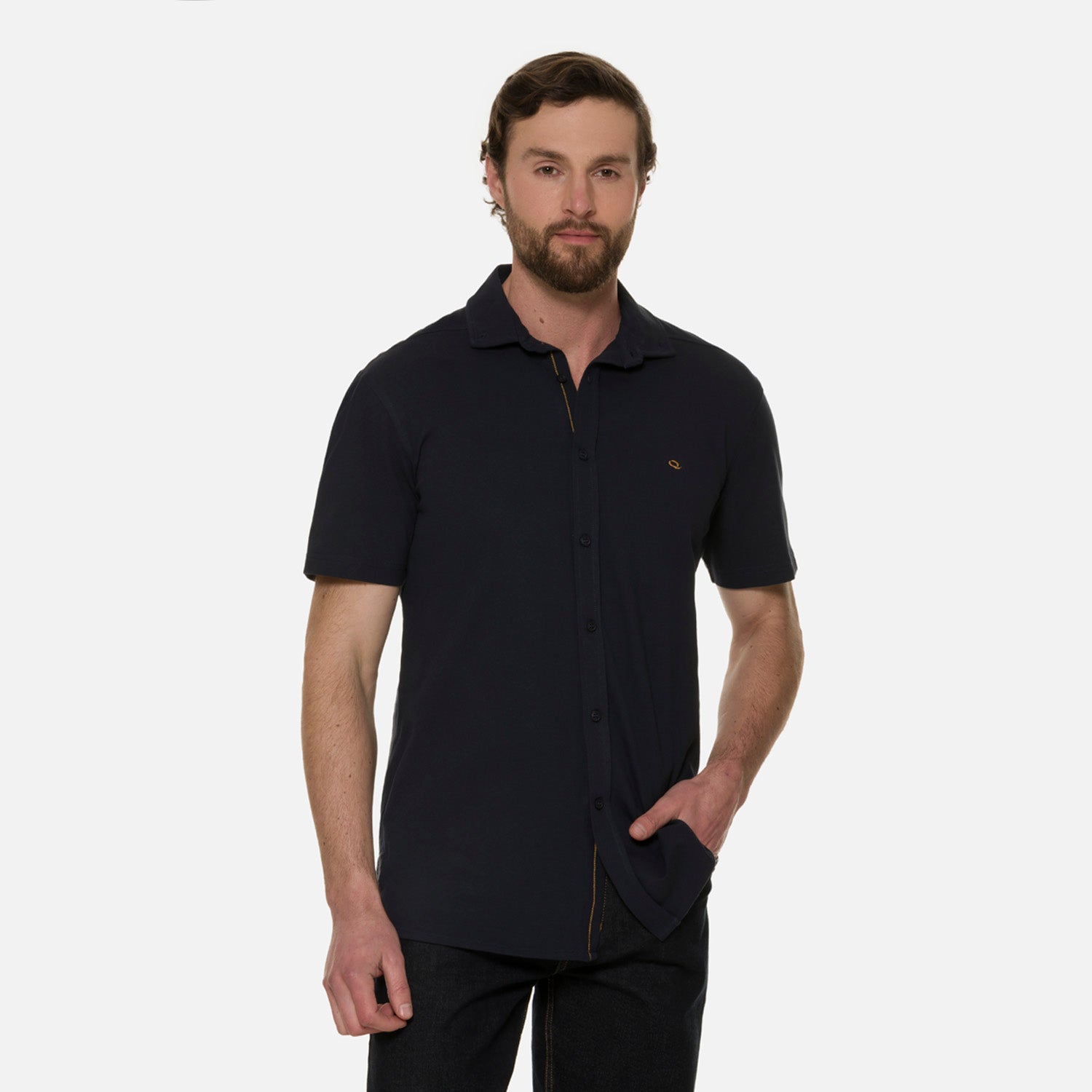 CAMISA MANGA CORTA COLOR AZUL OSCURO