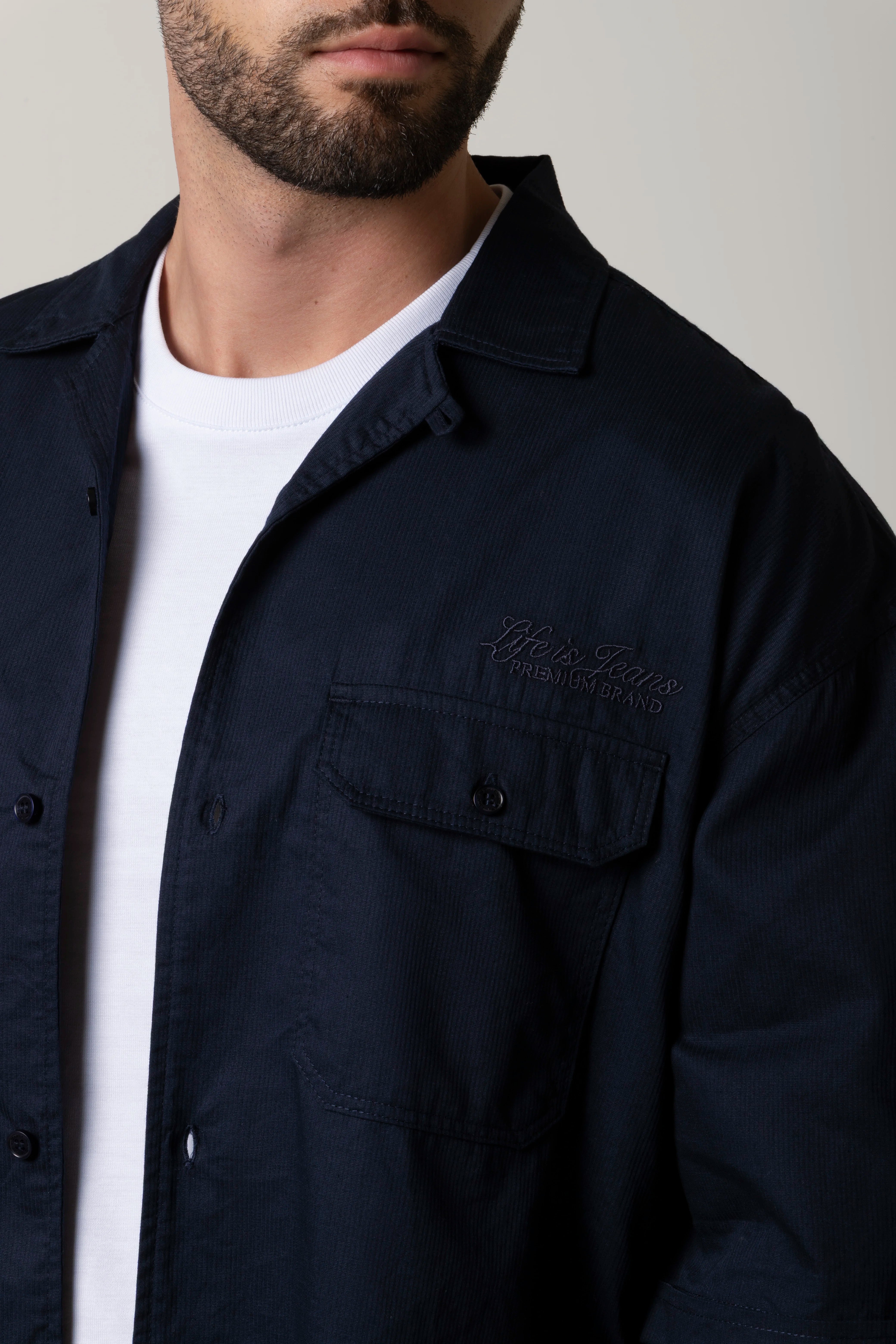 CAMISA MANGA CORTA COLOR AZUL OSCURO