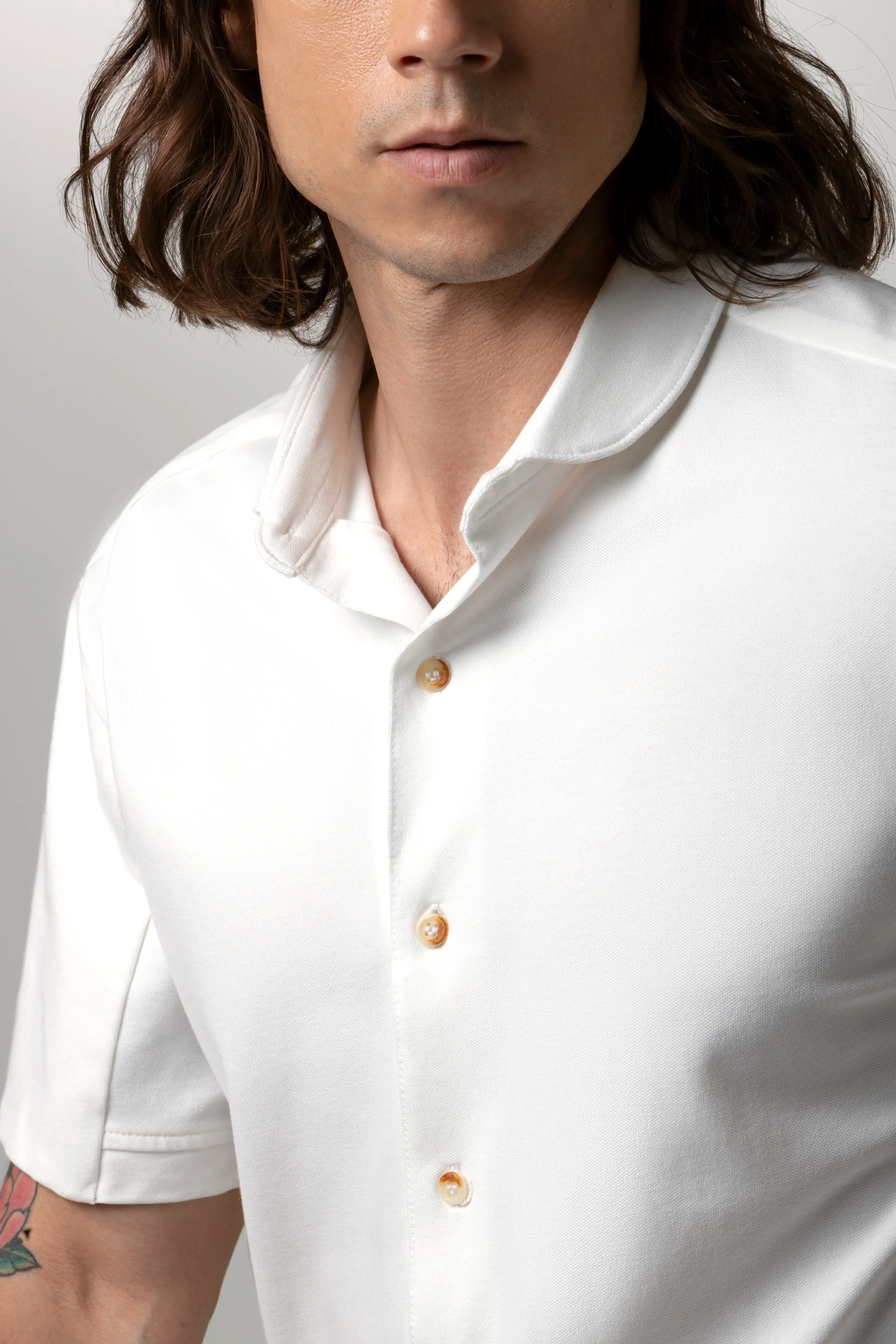 CAMISA MANGA CORTA COLOR IVORY