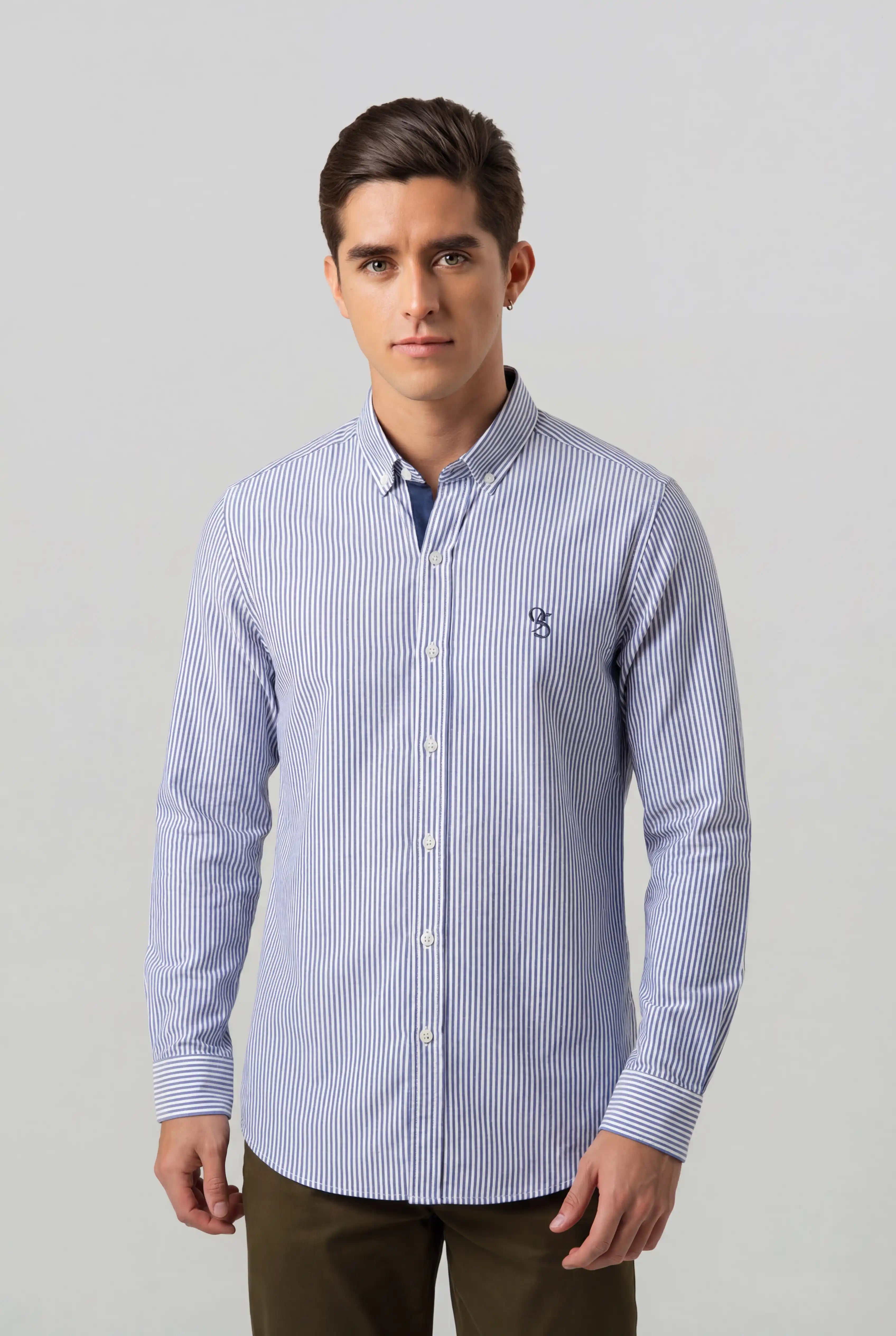 CAMISA MANGA LARGA COLOR AZUL OSCURO