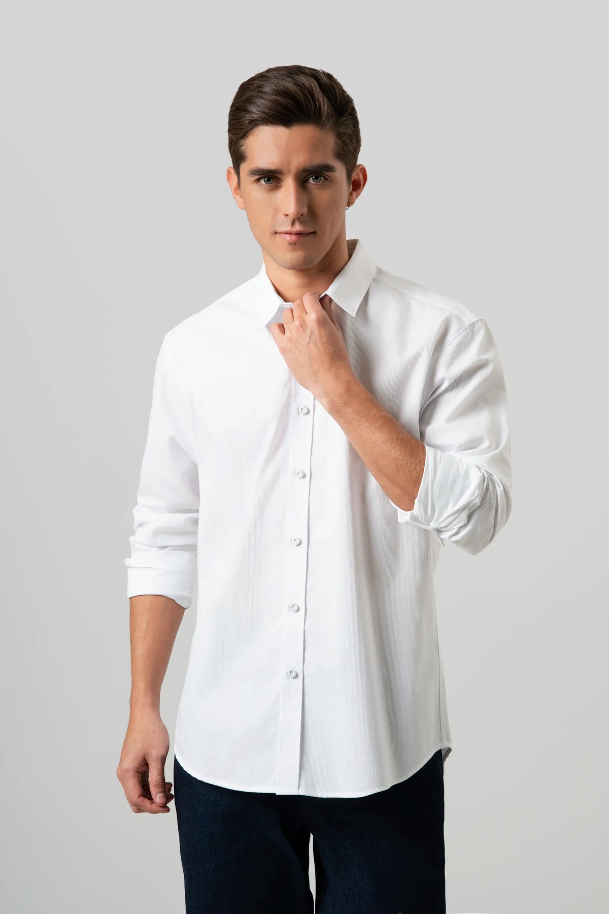 CAMISA MANGA LARGA COLOR BLANCO OPTICO