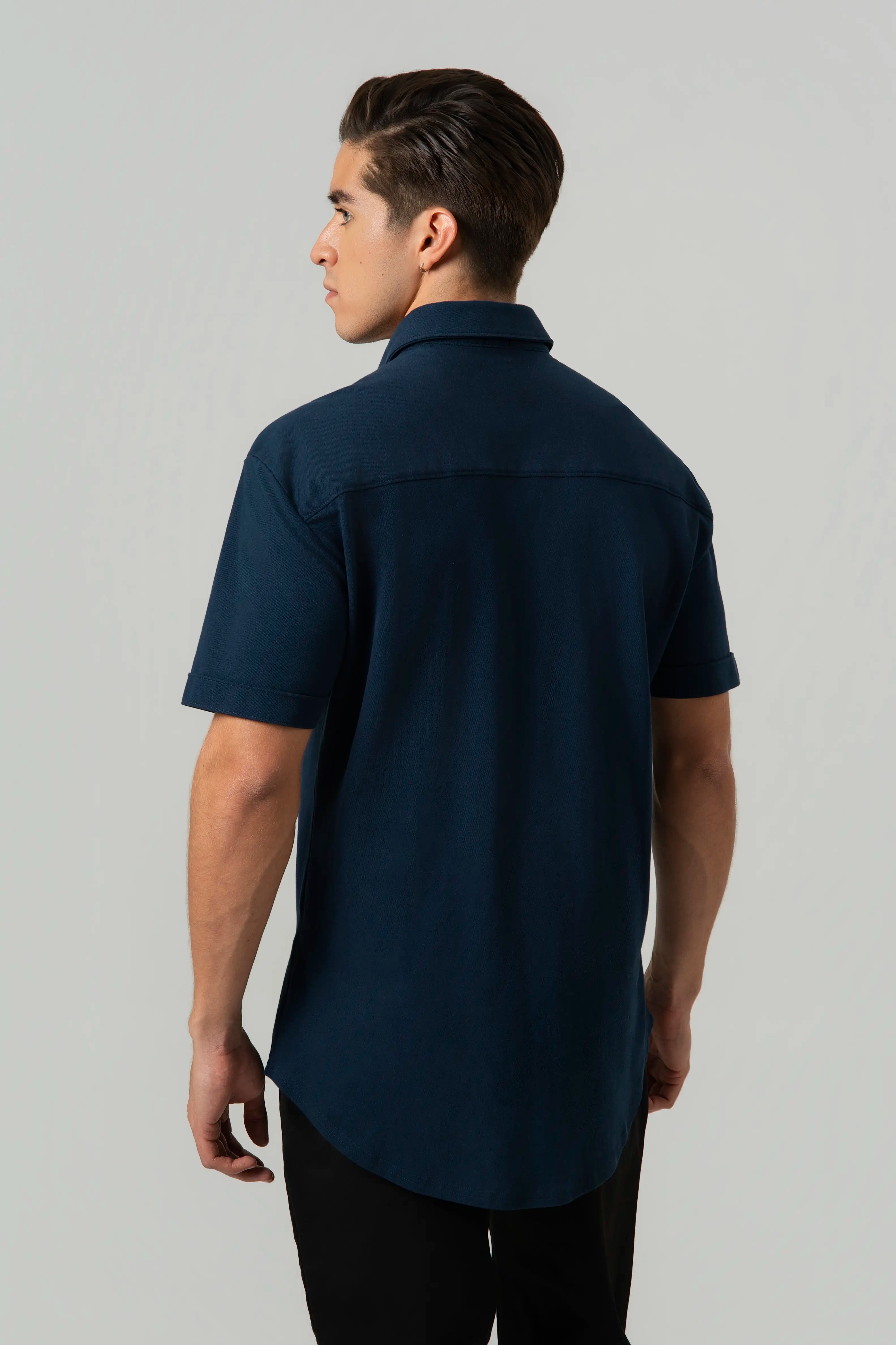 CAMISA MANGA CORTA COLOR AZUL OSCURO