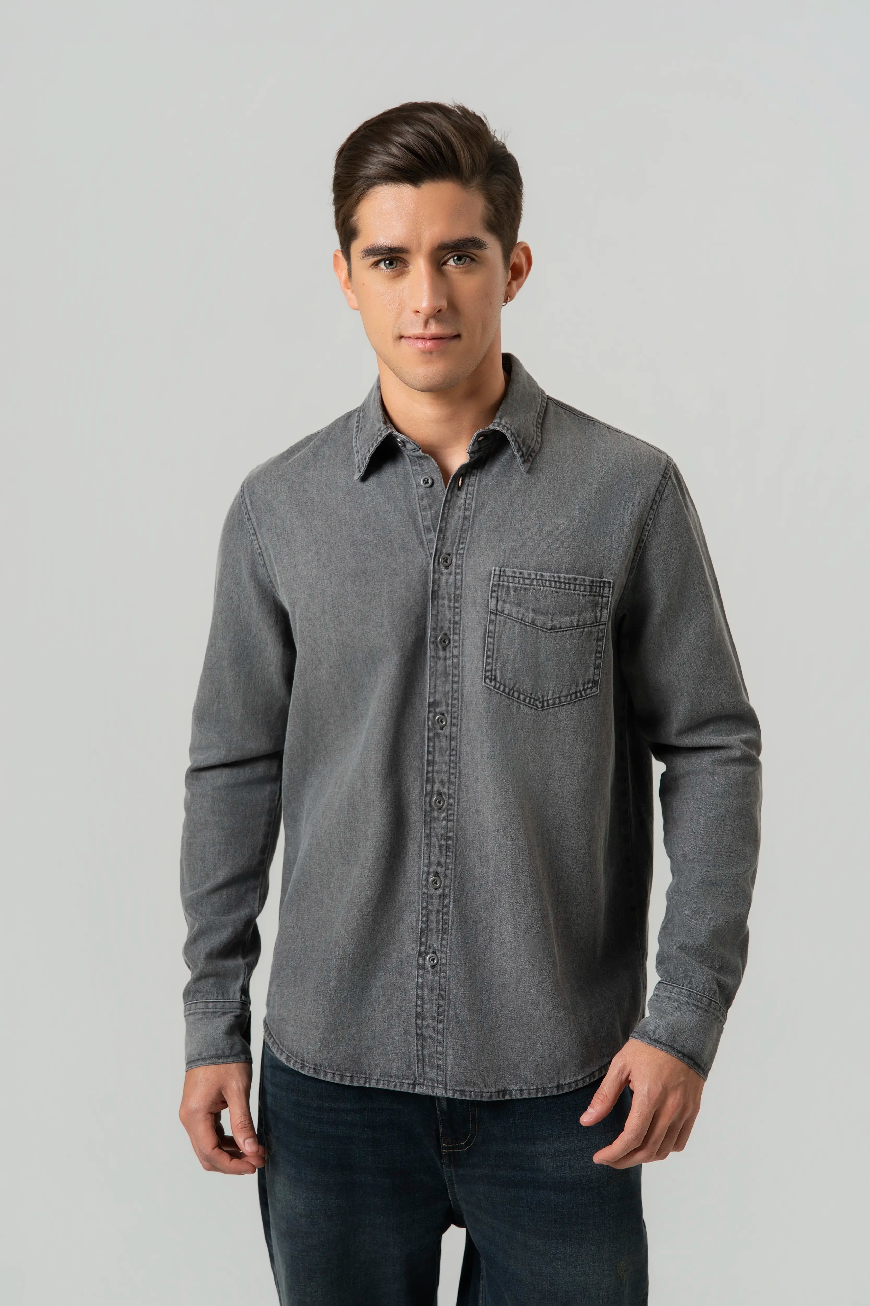 CAMISA MANGA LARGA COLOR NEGRO