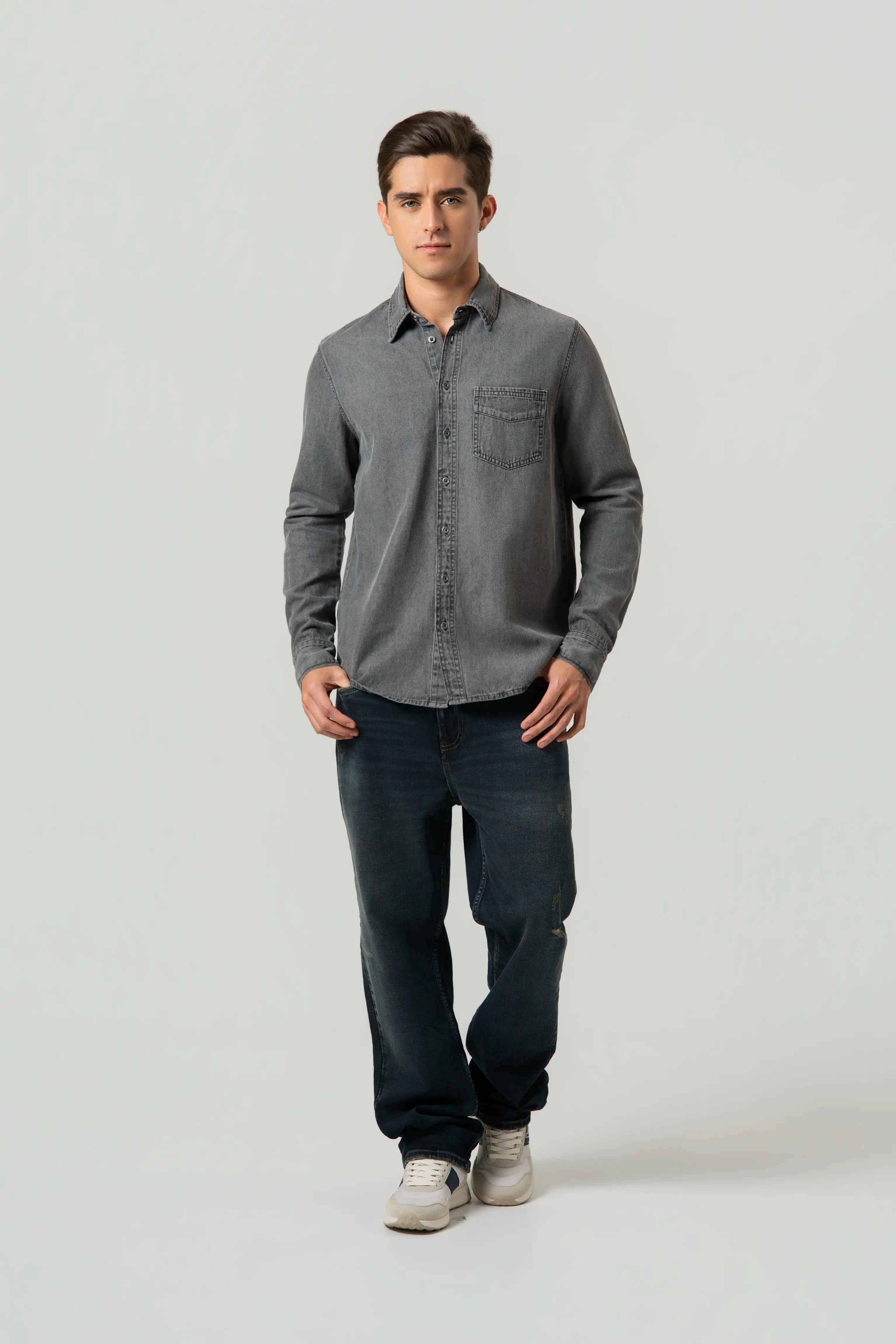 CAMISA MANGA LARGA COLOR NEGRO