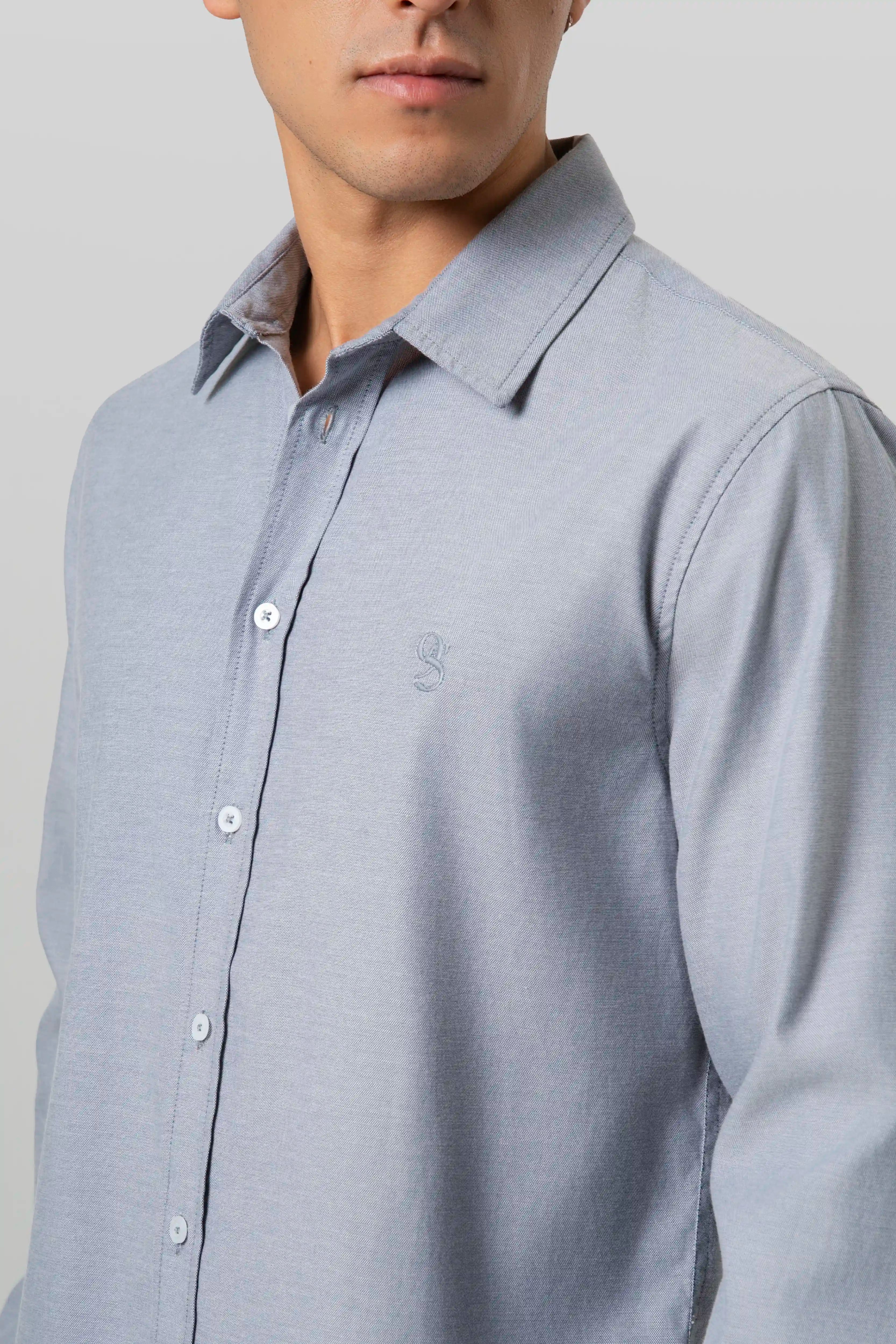 CAMISA MANGA LARGA COLOR AZUL MEDIO