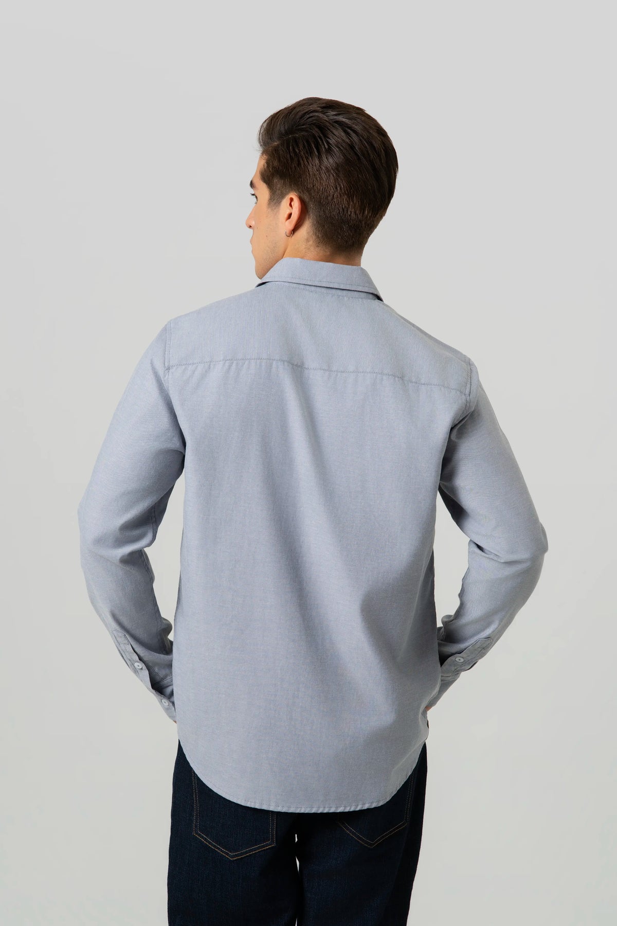 CAMISA MANGA LARGA COLOR AZUL MEDIO
