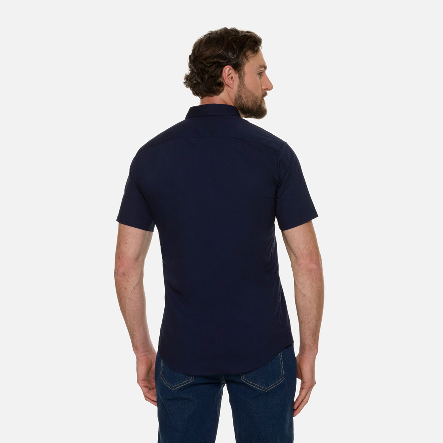 CAMISA SLIM MANGA CORTA COLOR AZUL OSCURO