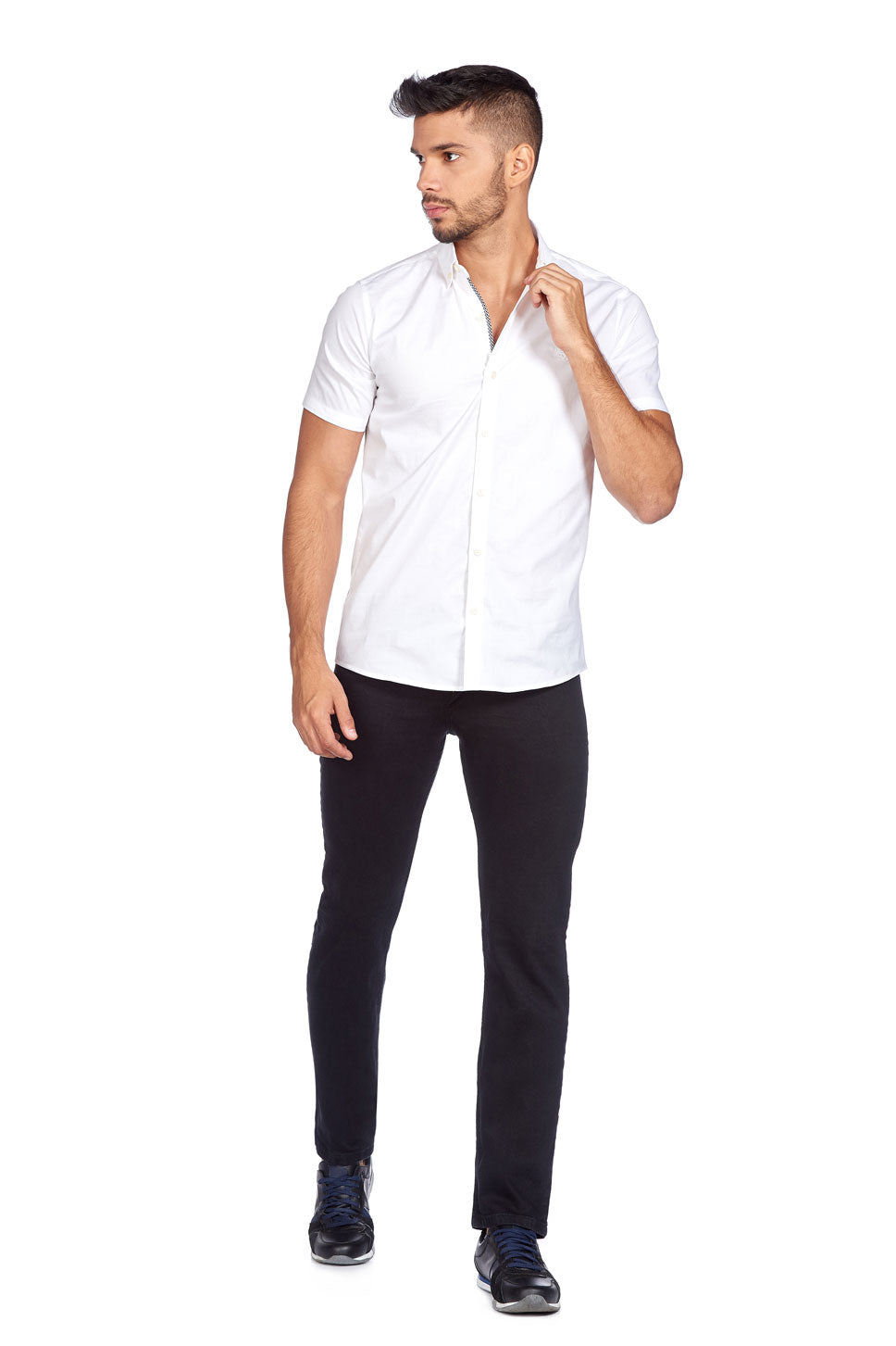 CAMISA SLIM MANGA CORTA COLOR BLANCO OPTICO