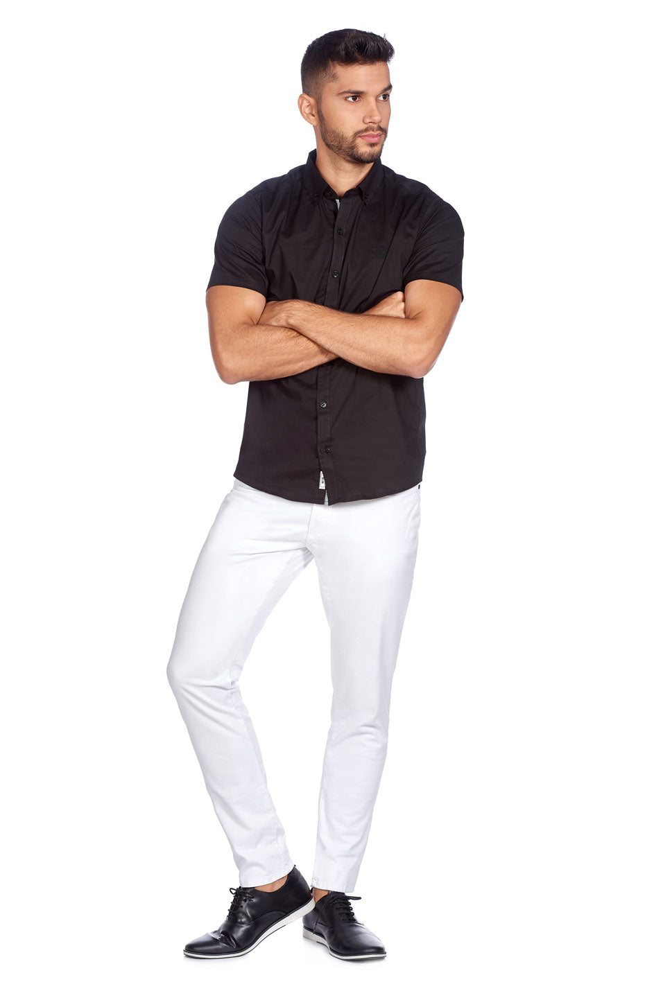 CAMISA SLIM MANGA CORTA COLOR NEGRO