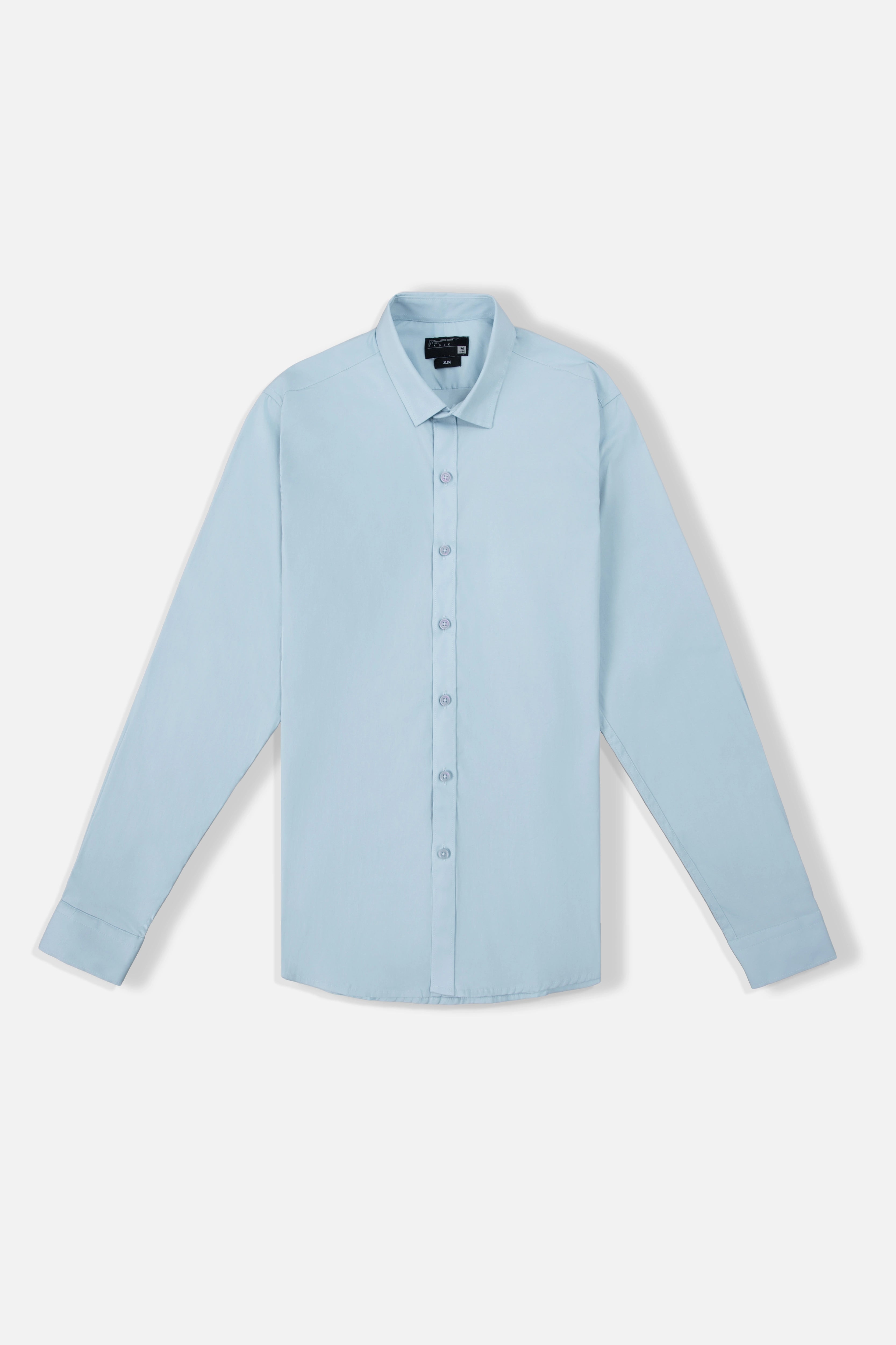 CAMISA SLIM MANGA LARGA COLOR AZUL CLARO