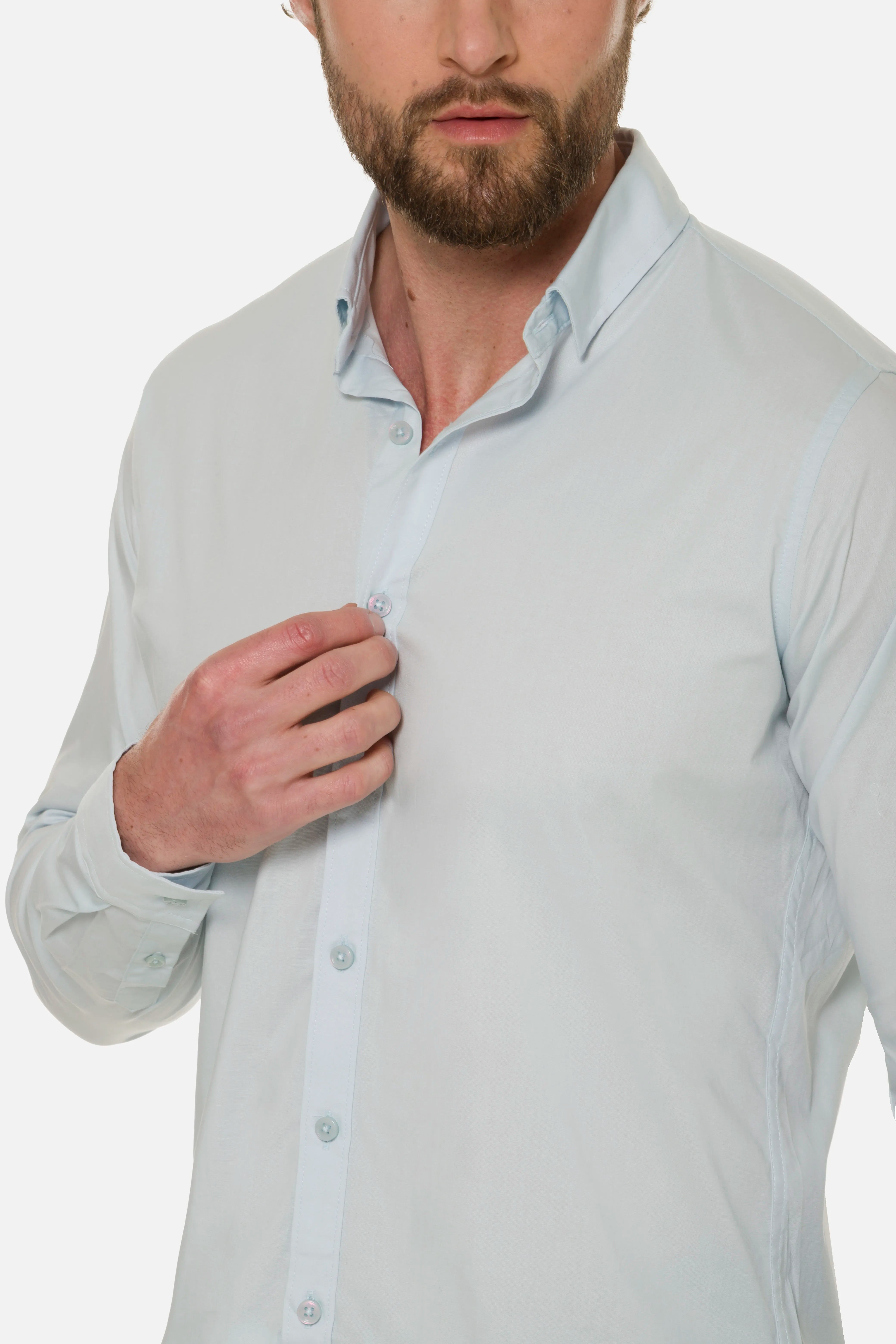 CAMISA SLIM MANGA LARGA COLOR AZUL CLARO