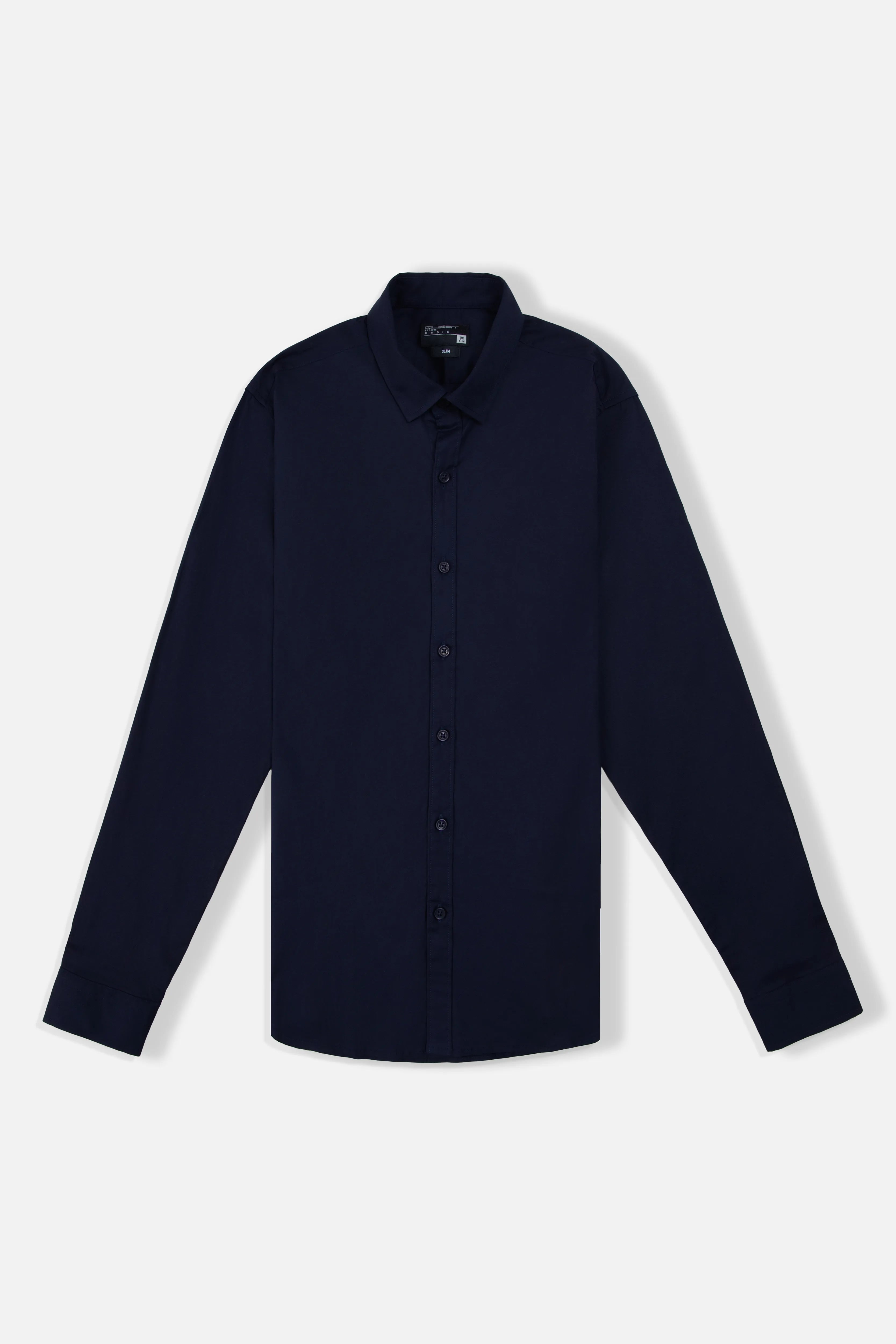 CAMISA SLIM MANGA LARGA COLOR AZUL OSCURO