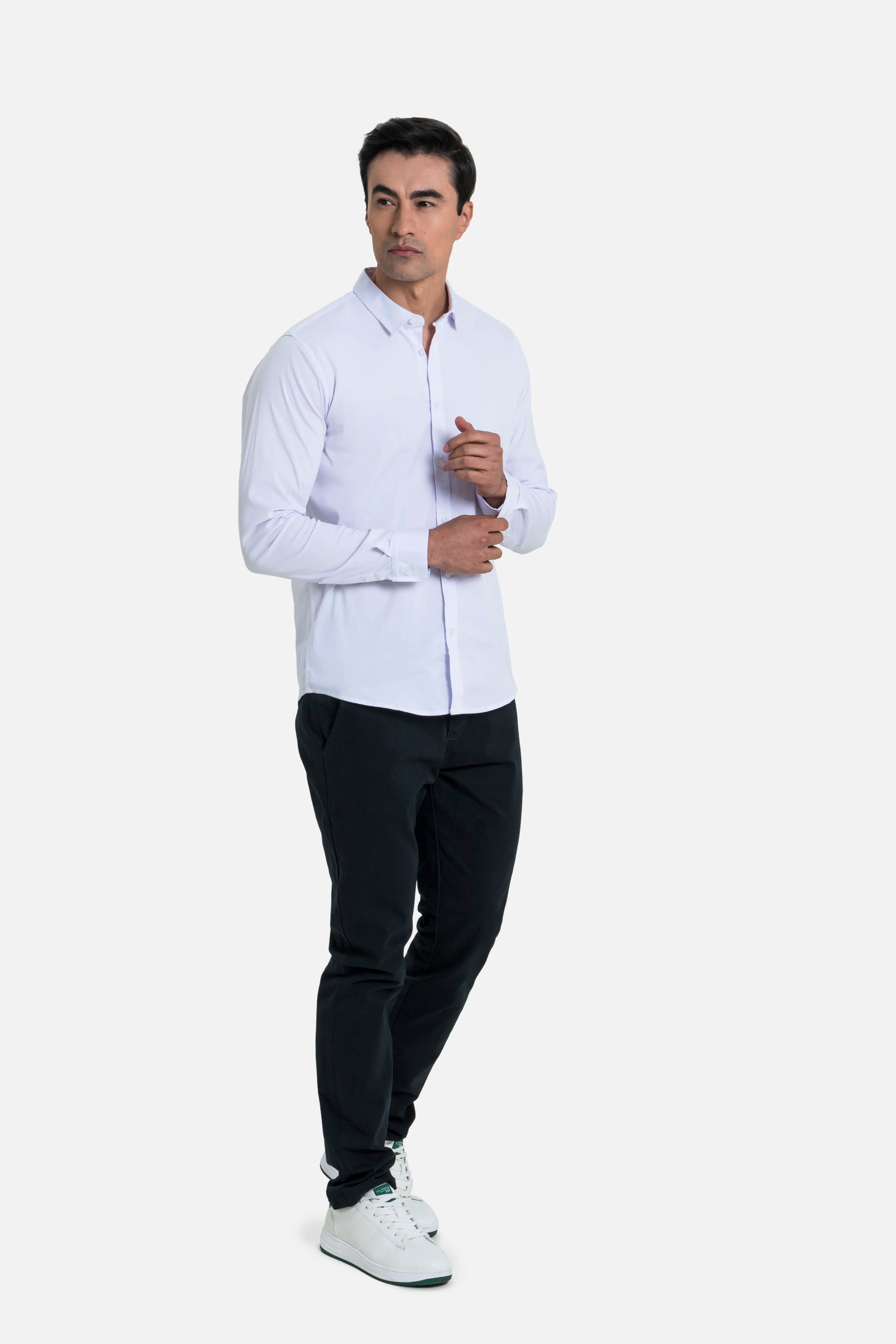 CAMISA SLIM MANGA LARGA COLOR BLANCO OPTICO