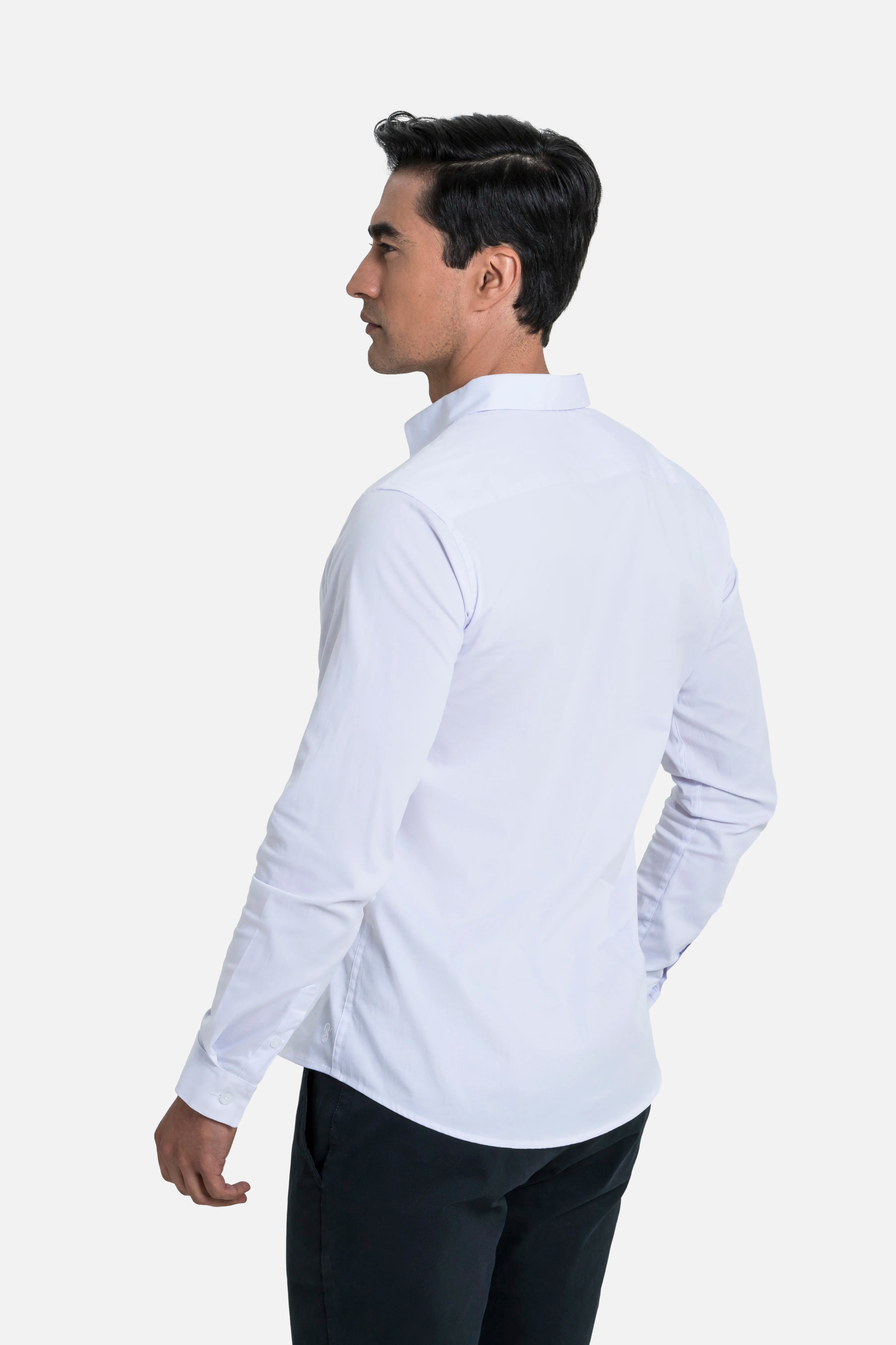 CAMISA SLIM MANGA LARGA COLOR BLANCO OPTICO