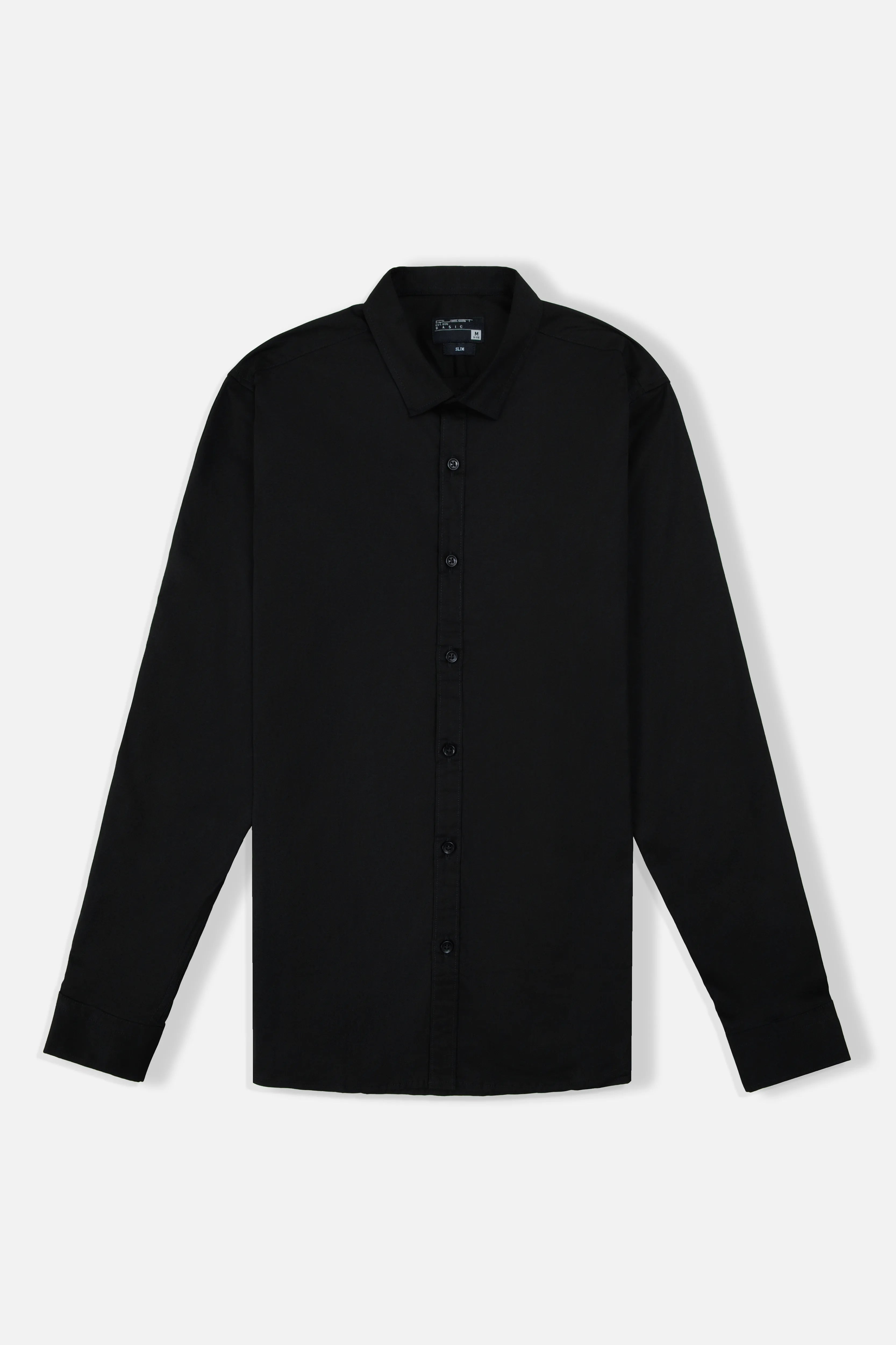 CAMISA SLIM MANGA LARGA COLOR NEGRO