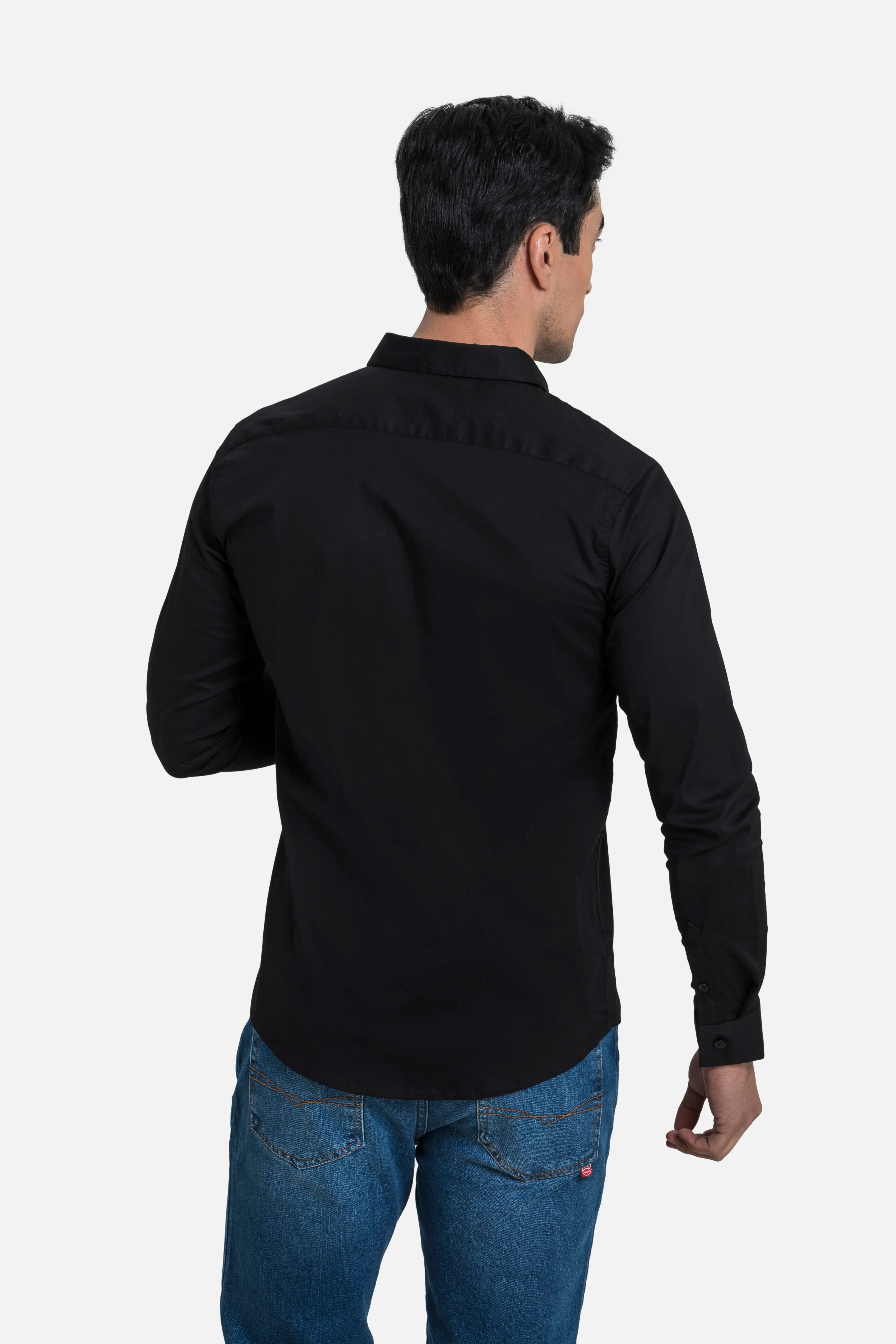 CAMISA SLIM MANGA LARGA COLOR NEGRO
