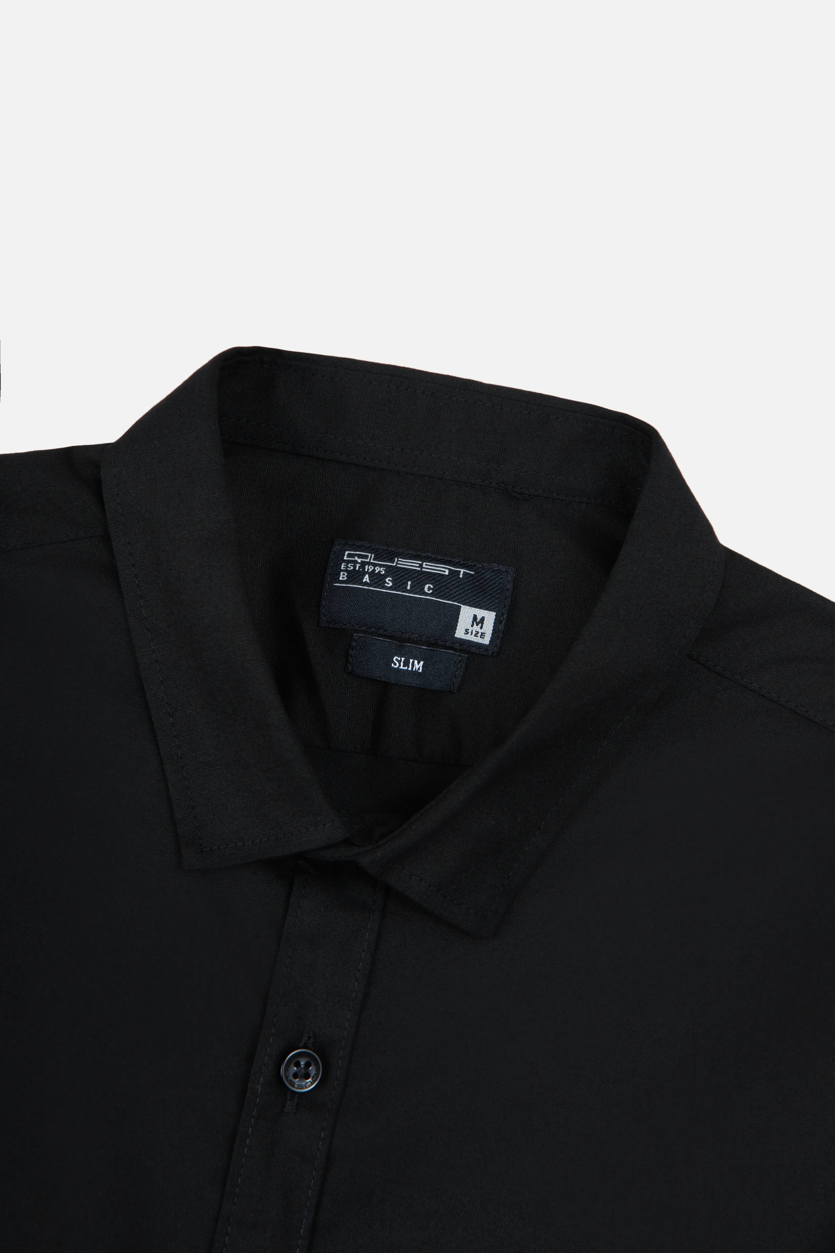 CAMISA SLIM MANGA LARGA COLOR NEGRO