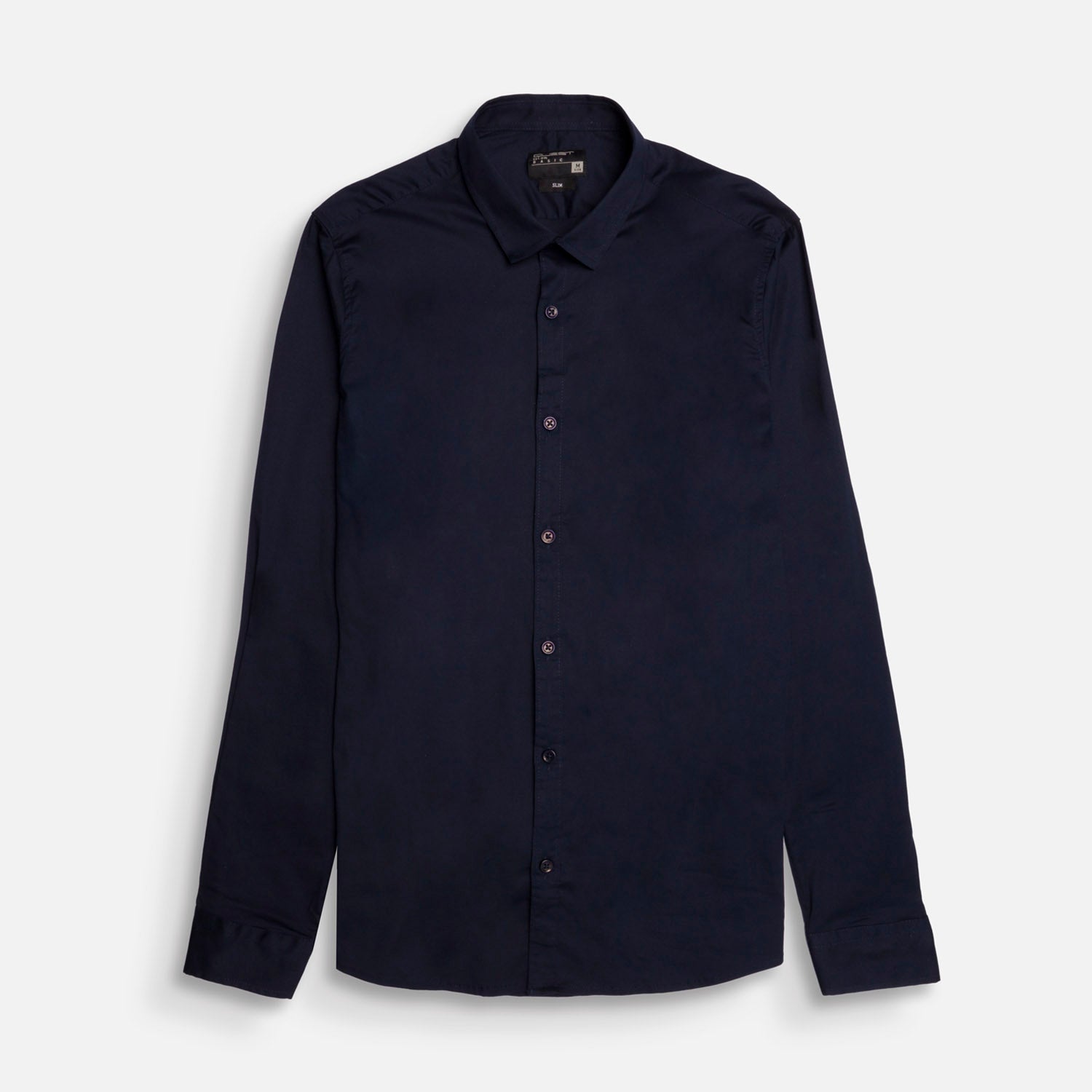 CAMISA SLIM MANGA LARGA COLOR AZUL OSCURO