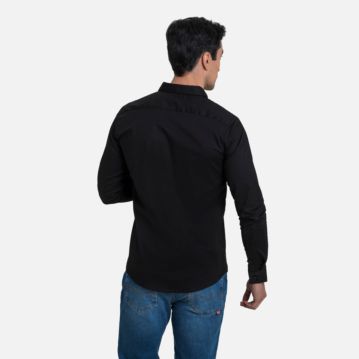 CAMISA SLIM MANGA LARGA COLOR NEGRO
