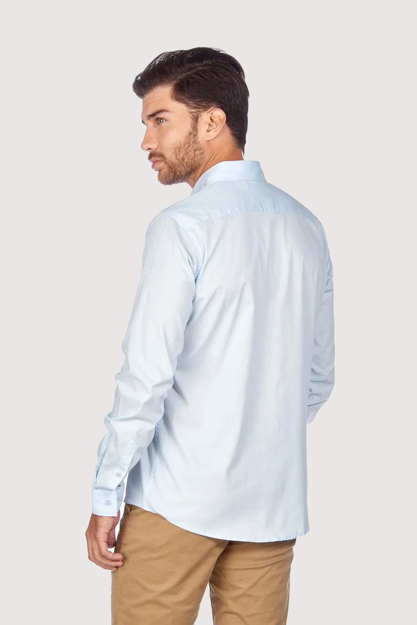 CAMISA SLIM MANGA LARGA COLOR AZUL CLARO