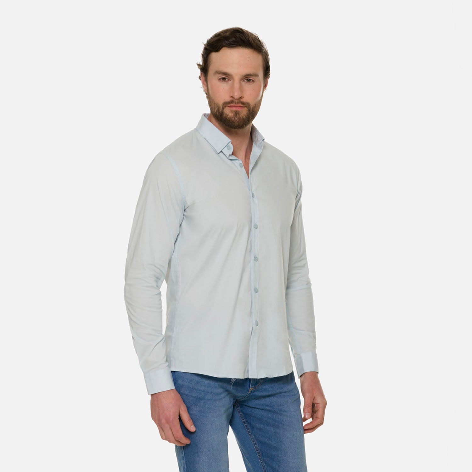 CAMISA SLIM MANGA LARGA COLOR AZUL CLARO