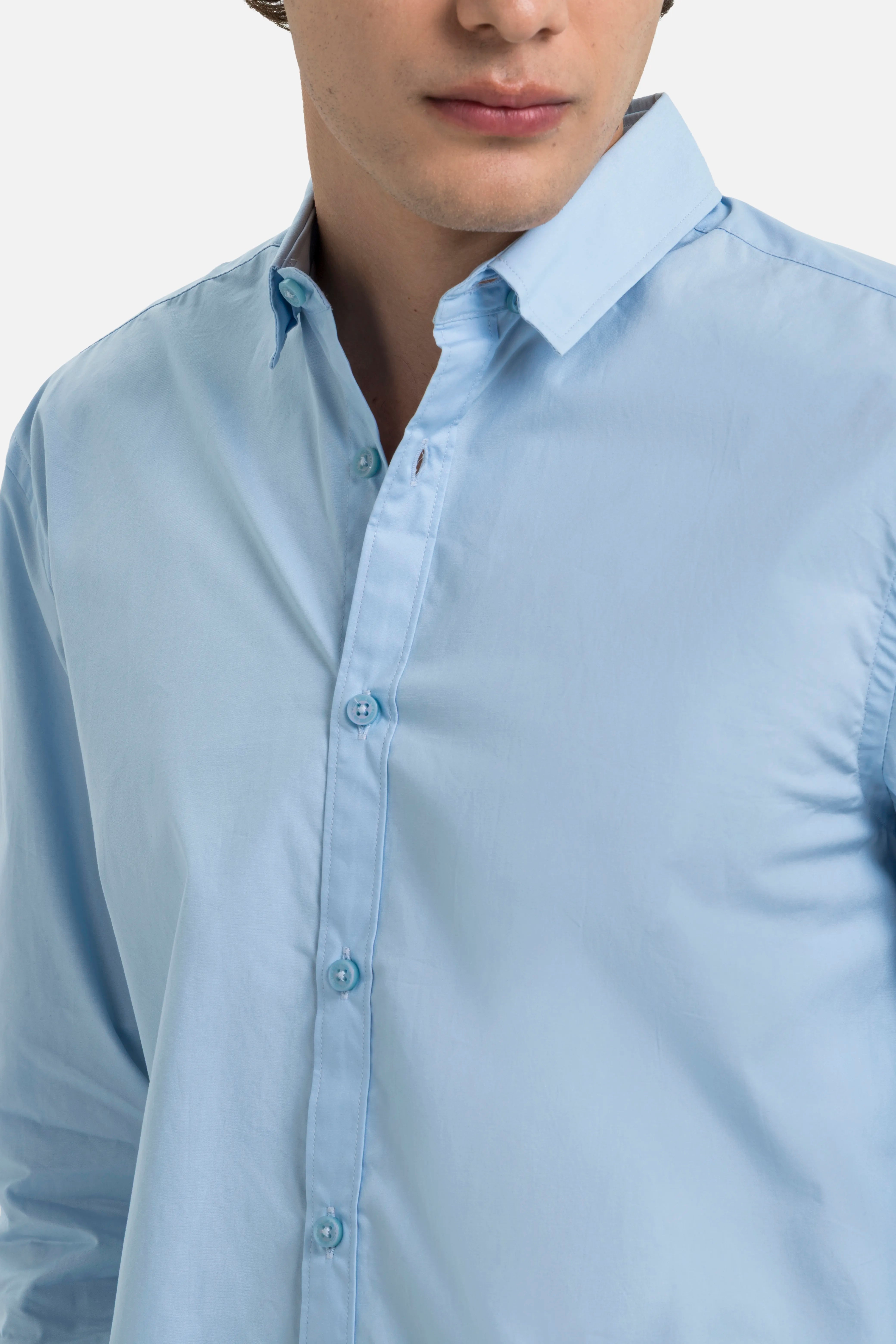 CAMISA MANGA LARGA COLOR AZUL CLARO