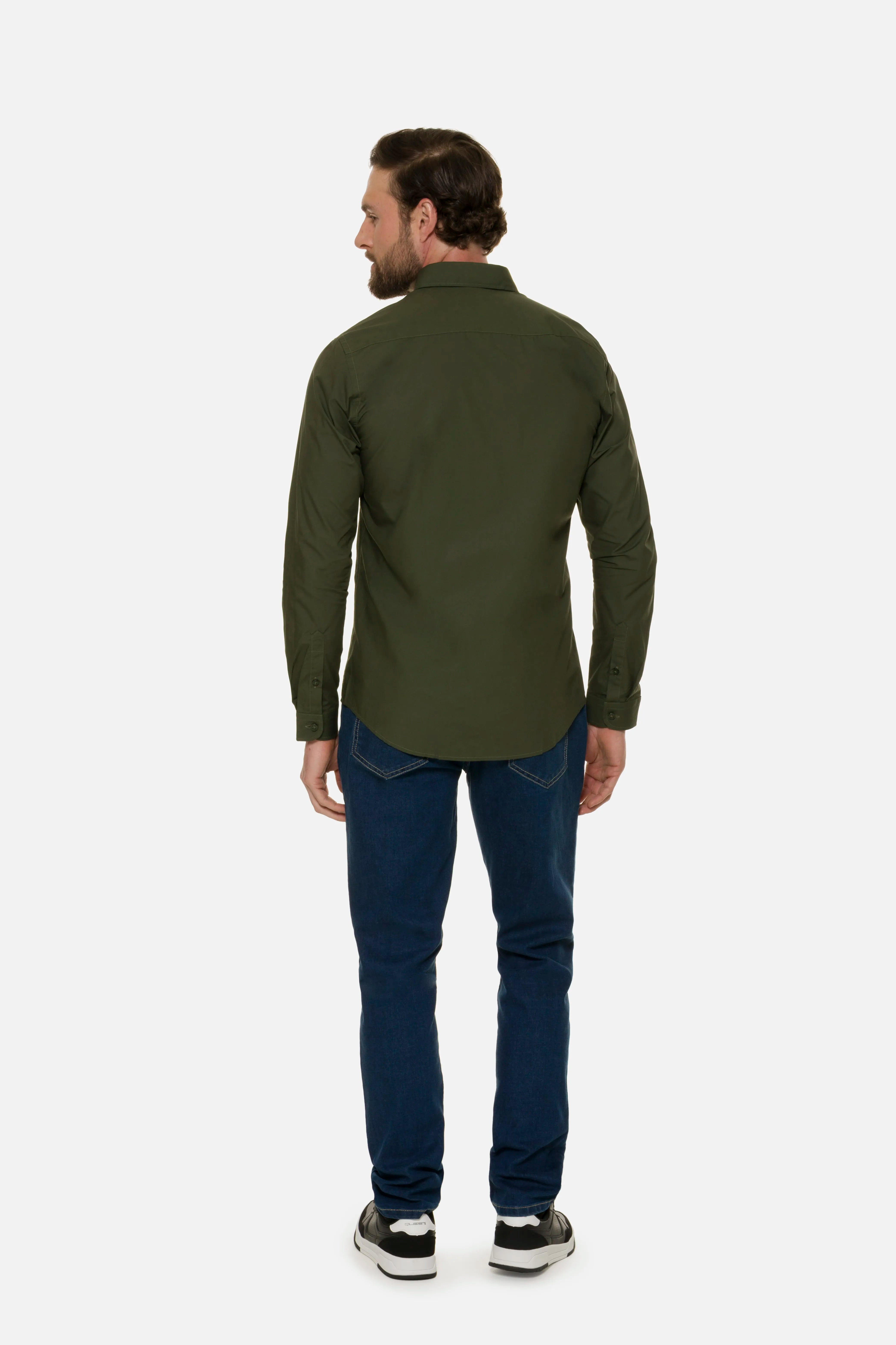 CAMISA MANGA LARGA COLOR VERDE MILITAR