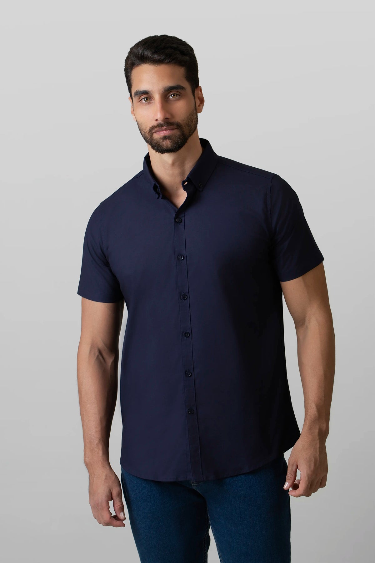 CAMISA MANGA CORTA COLOR AZUL OSCURO