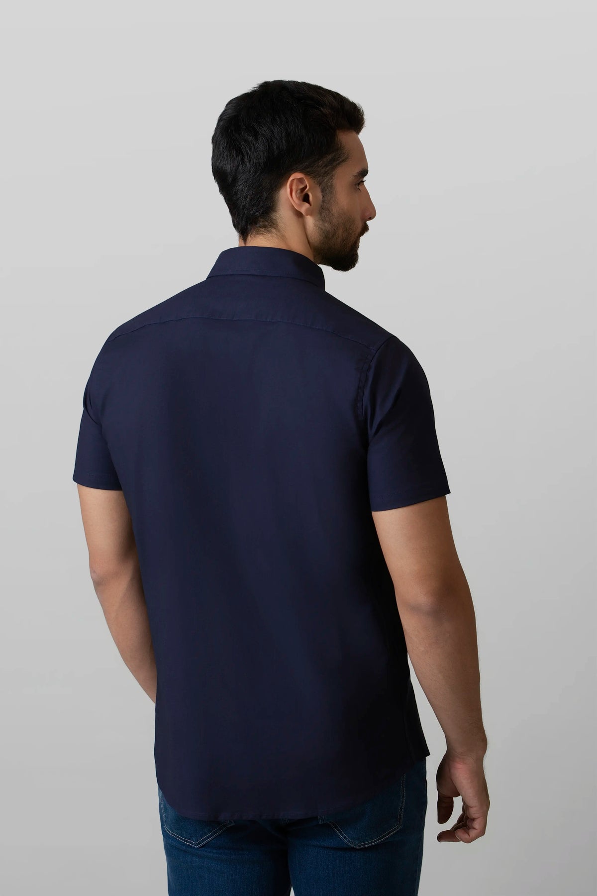 CAMISA MANGA CORTA COLOR AZUL OSCURO
