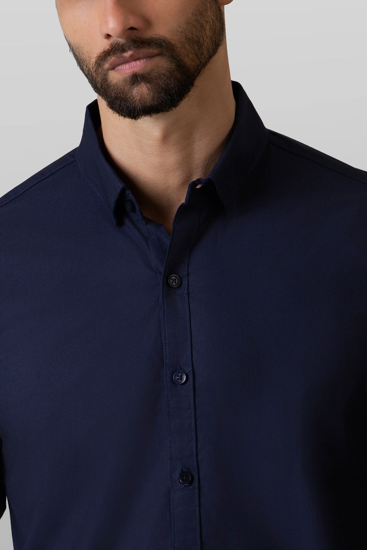 CAMISA MANGA LARGA COLOR AZUL OSCURO