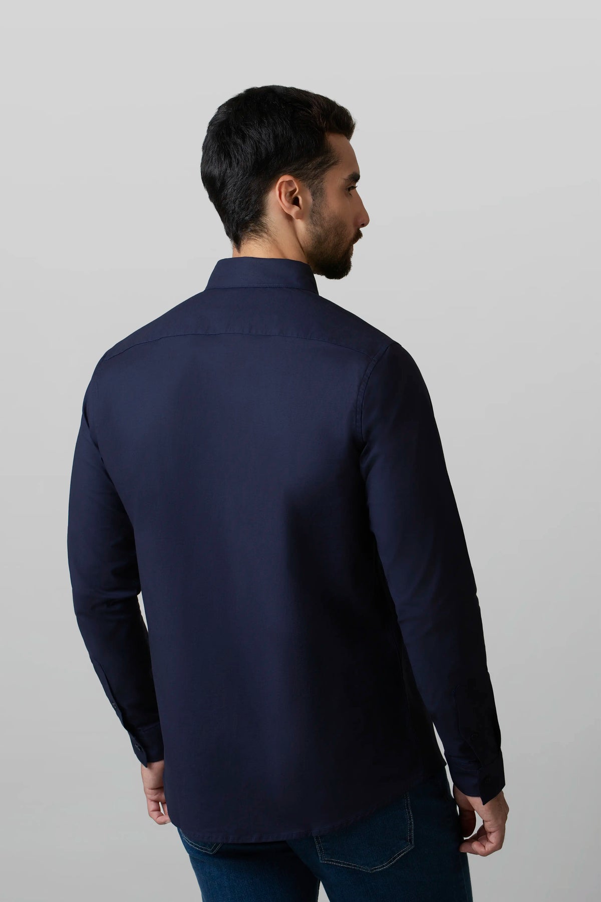 CAMISA MANGA LARGA COLOR AZUL OSCURO